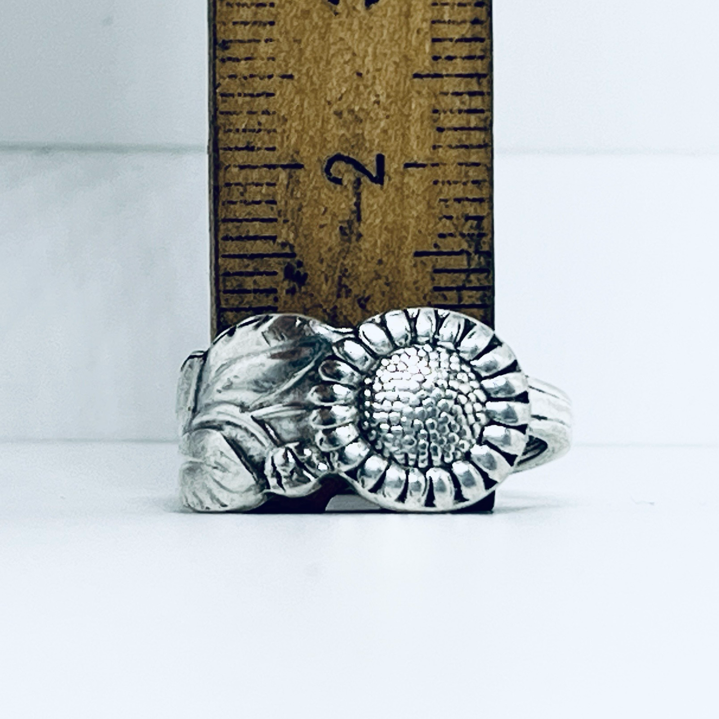 Anello Artigianale GIRASOLE Mod. CLASSICO Realizzato con Antica posata in Argento (Prima Metà del ’900)