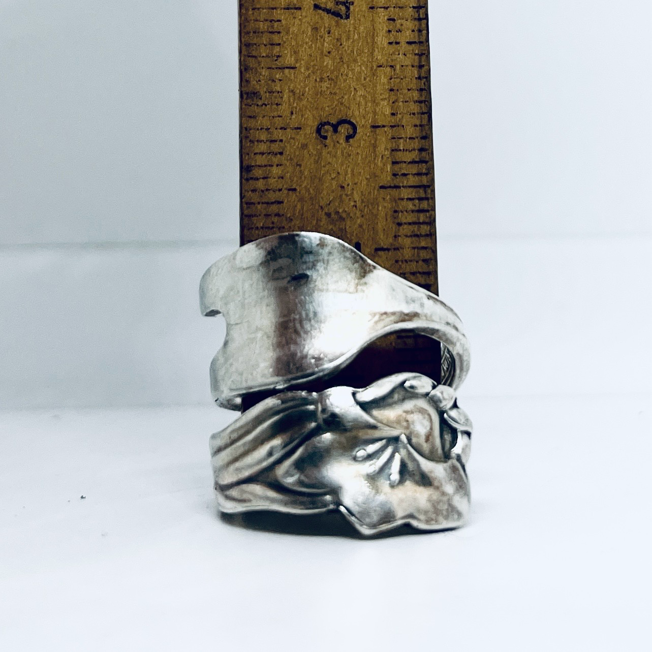Anello Artigianale Mod. FORCHETTINA CAMPANULA Realizzato con intera antica forchettina in Argento (Prima Metà del ’900)