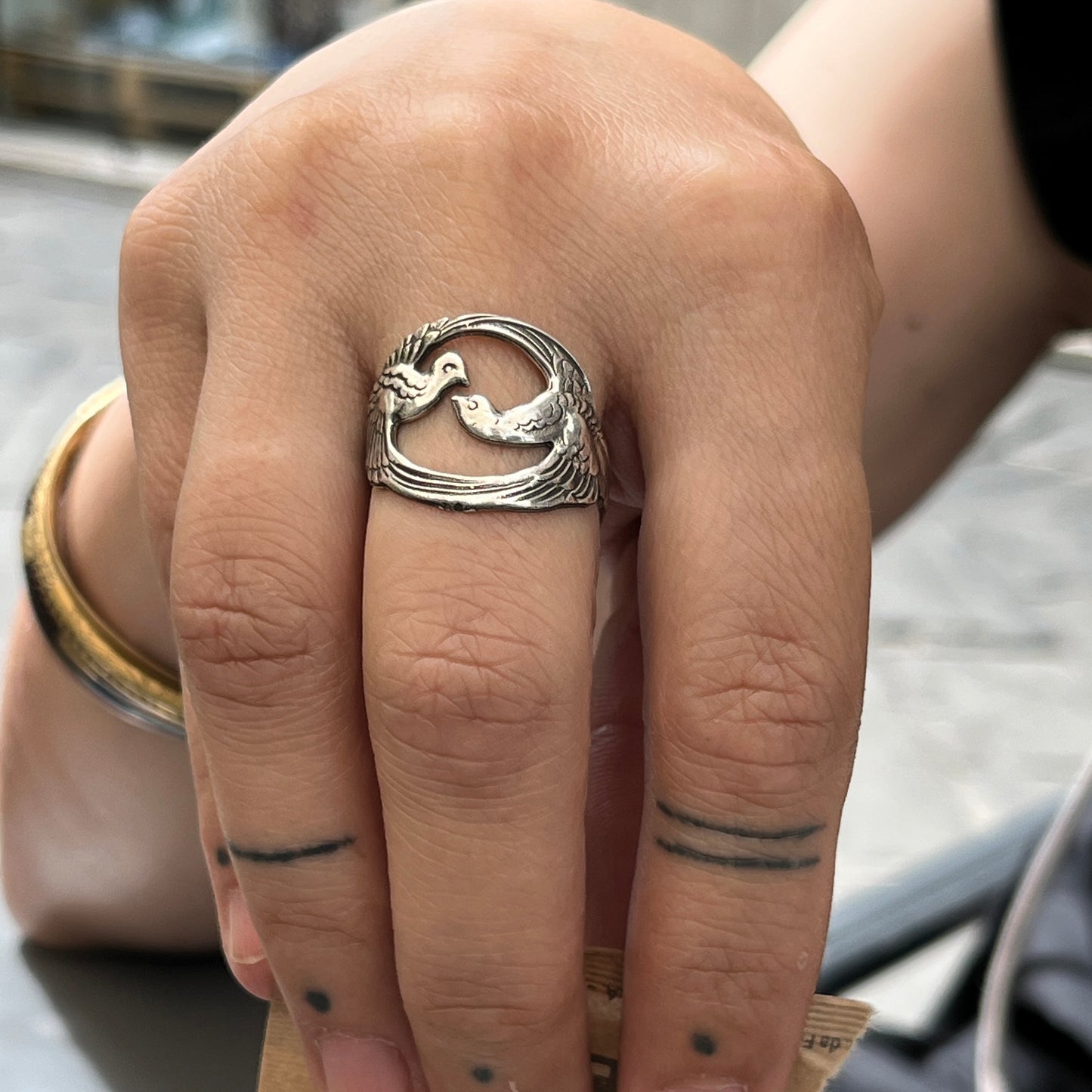 Anello Artigianale PAVONI Mod. SPILLA Realizzato con Antica spilla in Argento (Prima Metà del ’900)
