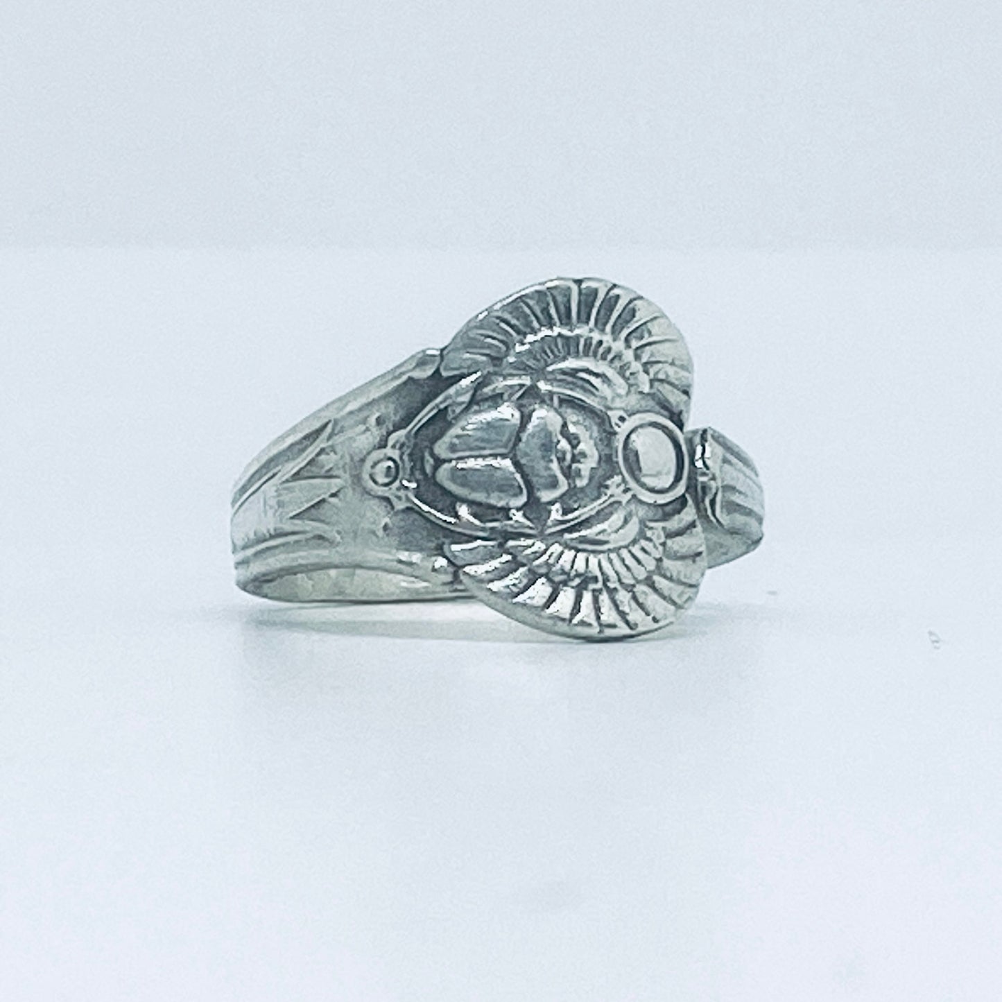 Anello Artigianale SCARABEO Mod. CLASSICO/SPIRALE Realizzato con Antica posata in Argento (Prima Metà del ’900)