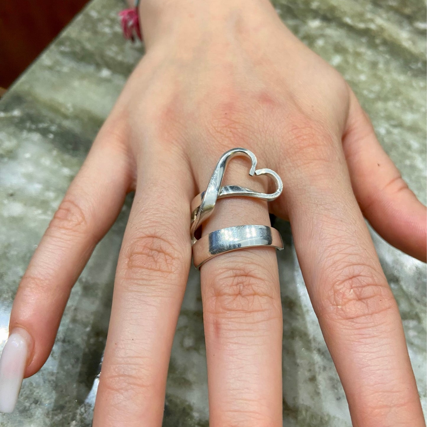 Anello Artigianale Mod. FORCHETTINA CUORE Realizzato con parte di antica forchettina in Argento (Prima Metà del ’900)