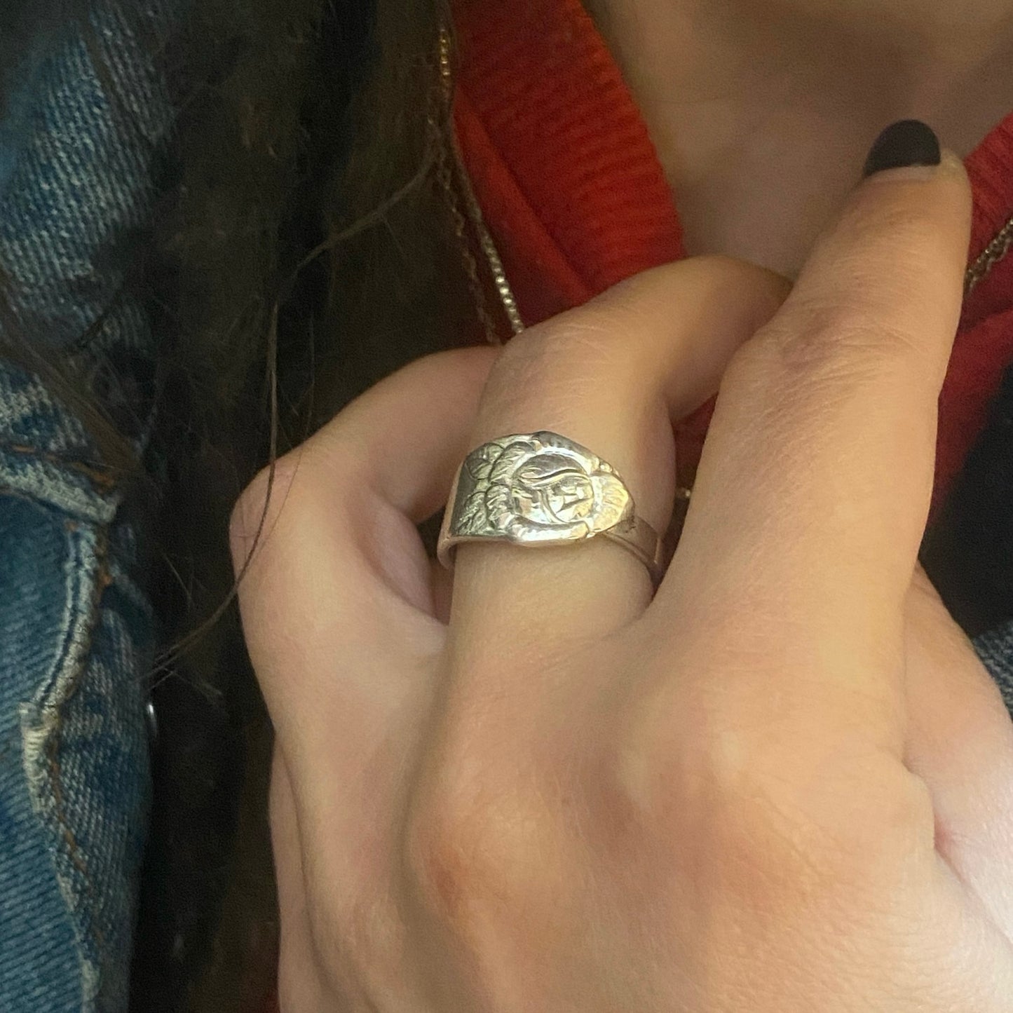 Anello Artigianale ROSA Mod. CLASSICO Realizzato con Antica posata in Argento (Prima Metà del ’900)