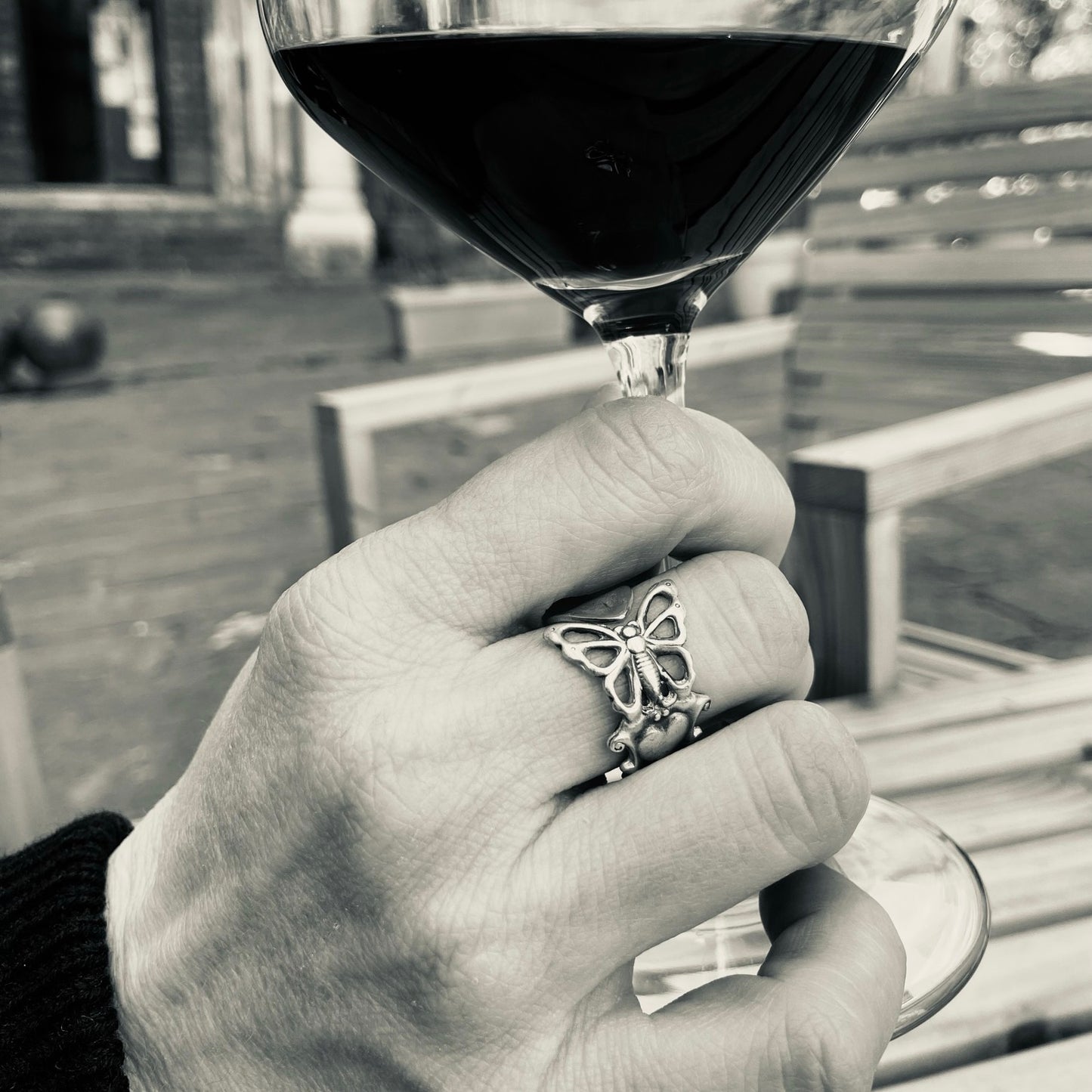 Anello Artigianale FARFALLA CUORE Mod. SPILLA Realizzato con Antica spilla in Argento (Prima Metà del ’900)