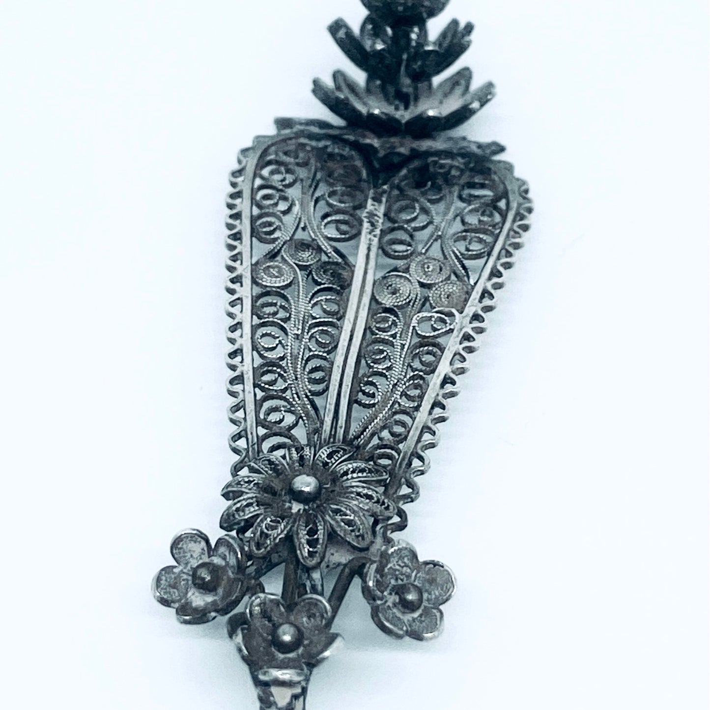 Pendente Artigianale FILIGRANA Mod. MANICO Realizzato con Antica Posata in Argento (Prima Metà del ’900)