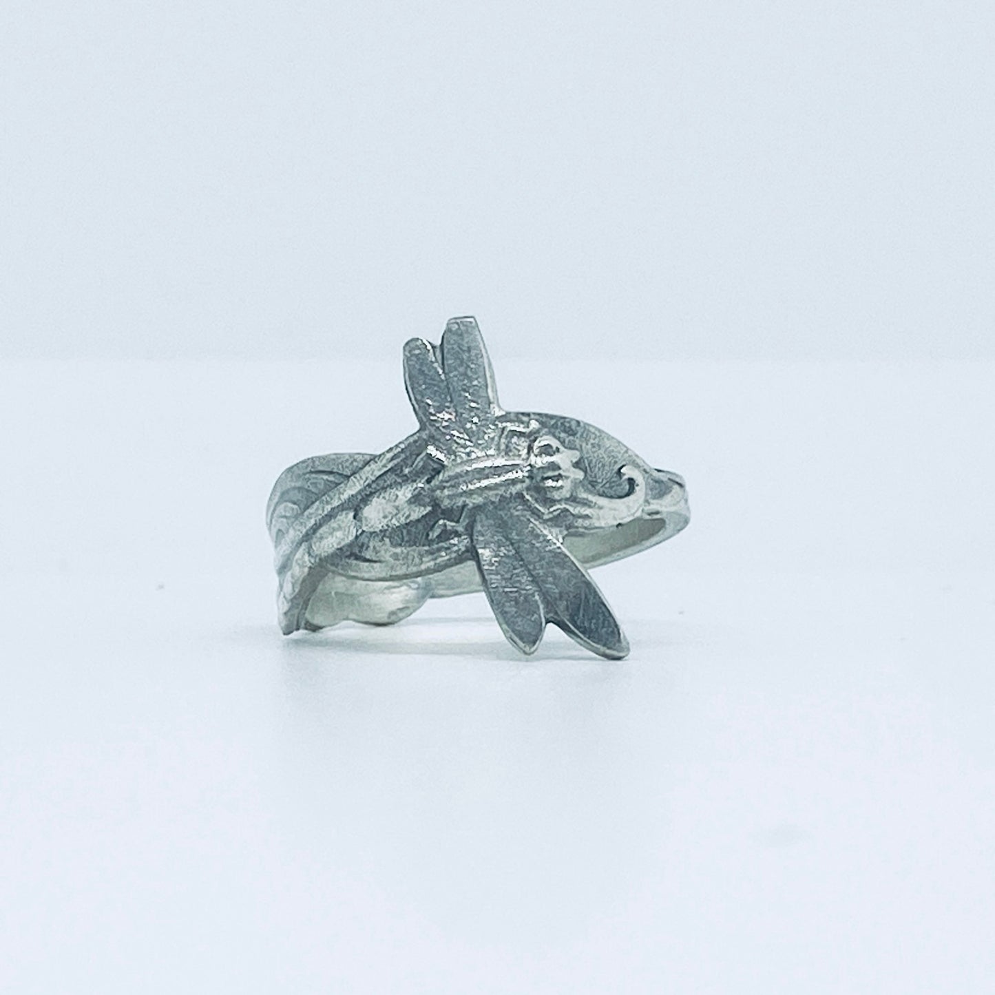 Anello Artigianale LIBELLULA Mod. CLASSICO/SPIRALE Realizzato con Antica posata in Argento (Prima Metà del ’900)