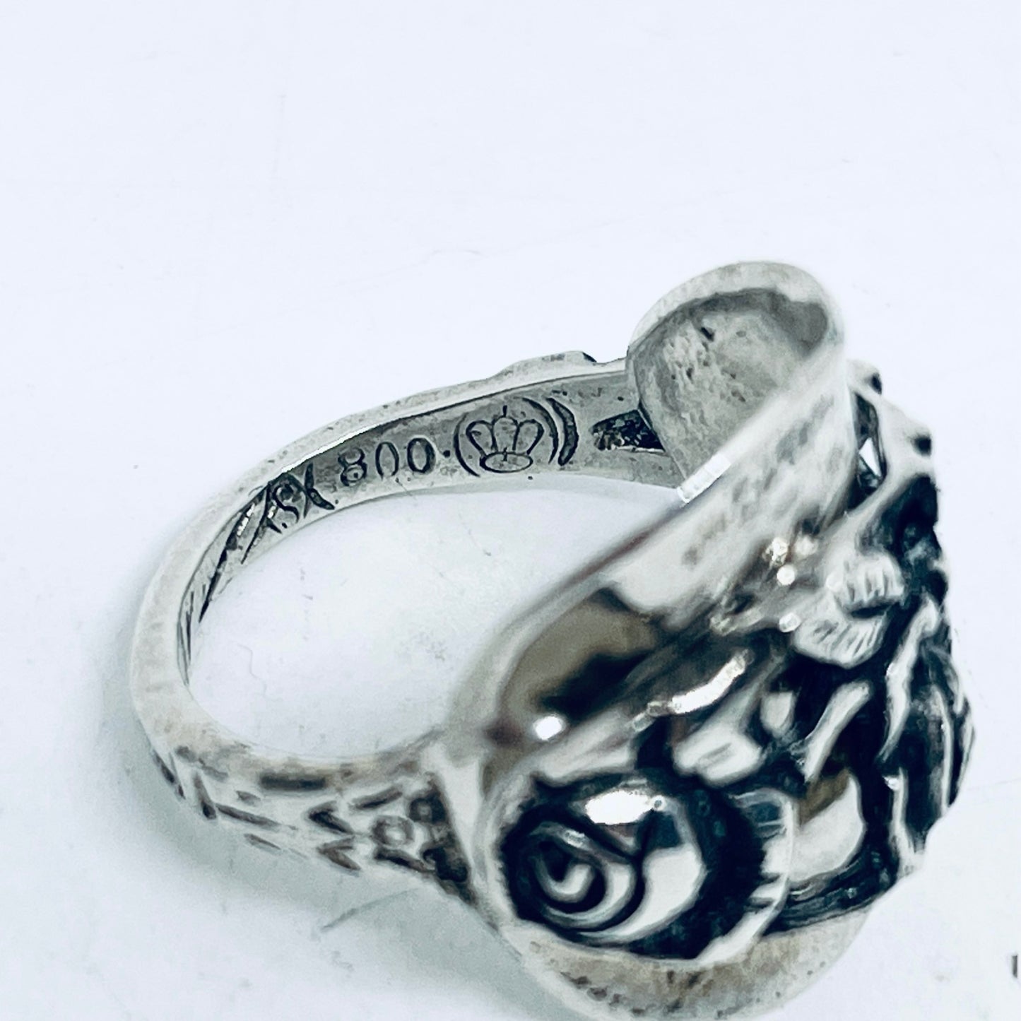Anello Artigianale ROSA Mod. INTERO Realizzato con intero Antico Cucchiaino in Argento (Prima Metà del ’900)