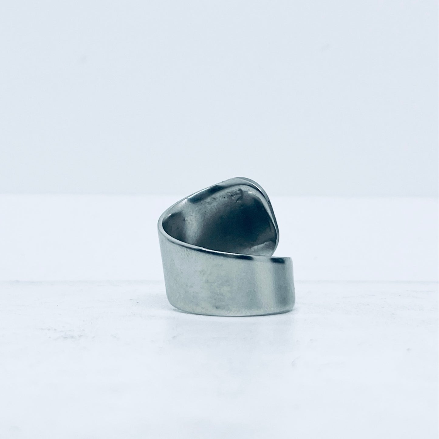 Anello Artigianale ILLY Mod. SPIRALE Realizzato con intero Cucchiaino in Acciaio Inox 18/10