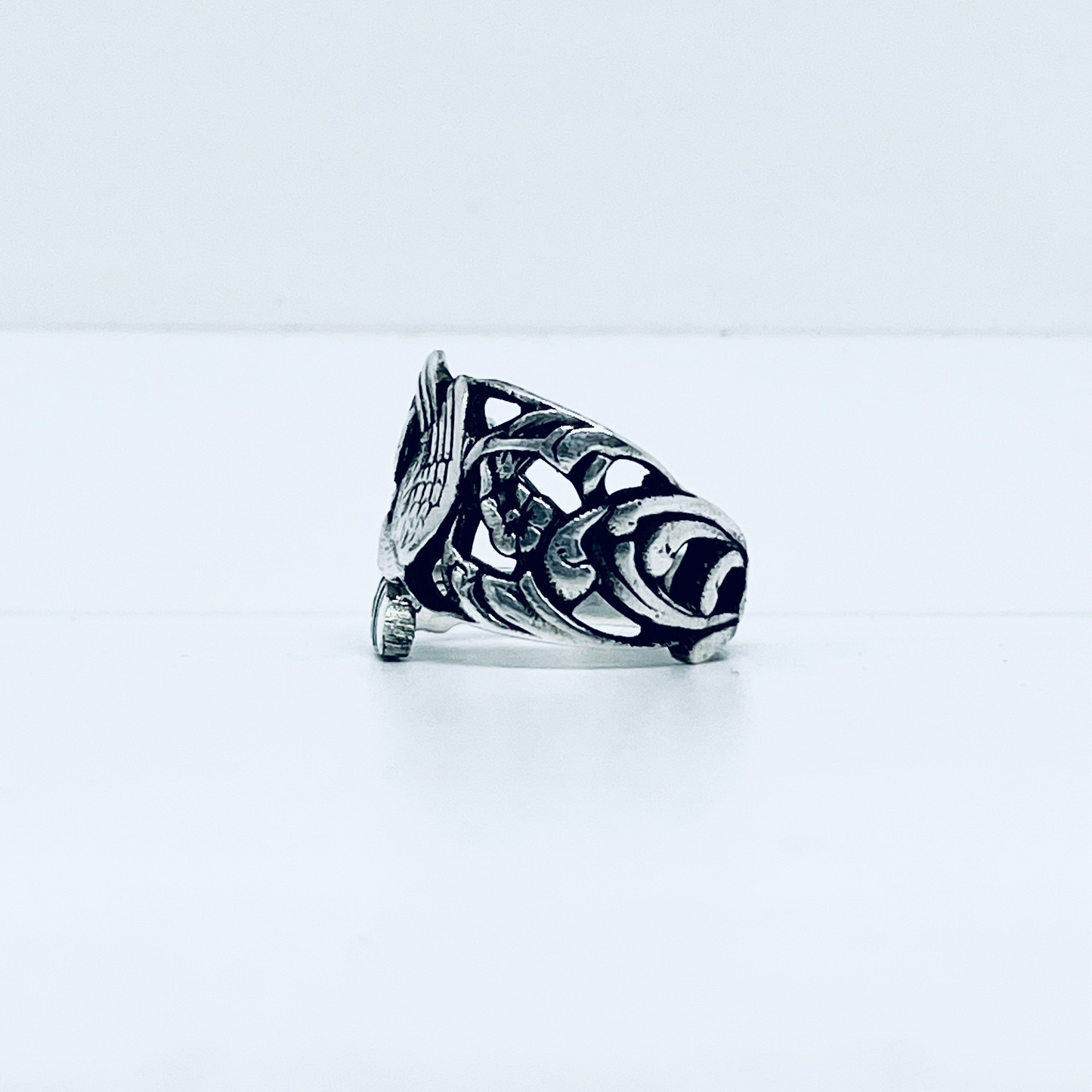 Anello Artigianale UCCELLO DEL PARADISO Mod. SPIRALE Realizzato con Antica posata in Argento (Prima Metà del ’900)