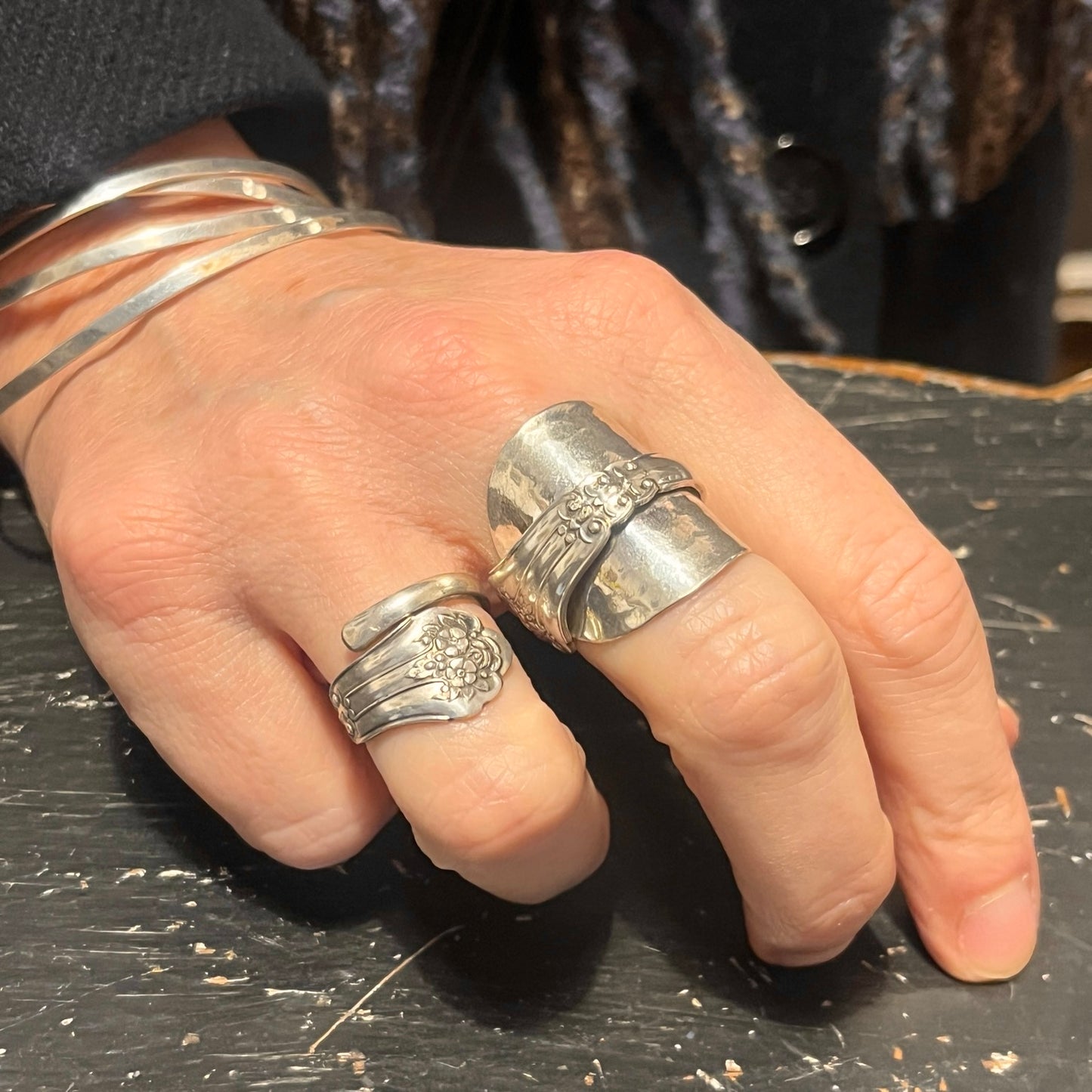Anello Artigianale NON TI SCORDAR DI ME Mod. INTERO Realizzato con intero Antico Cucchiaino in Argento (Prima Metà del ’900)