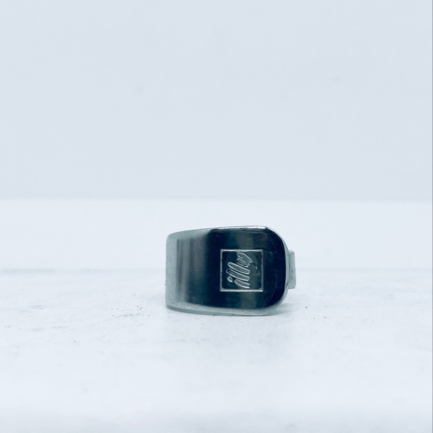 Anello Artigianale ILLY Mod. CLASSICO Realizzato con intero Cucchiaino in Acciaio Inox 18/10