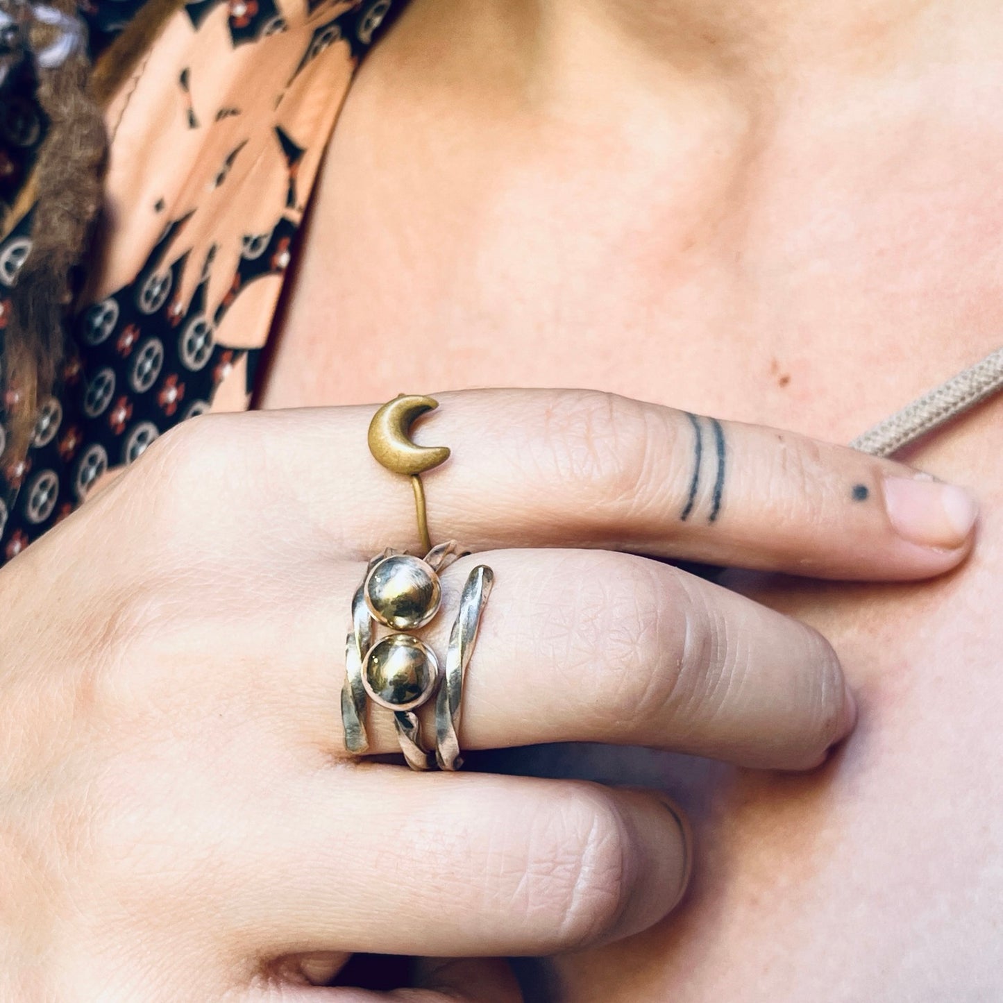 Anello Artigianale PALLINE Mod. CLASSICO Realizzato con Antica posata in Argento (Prima Metà del ’900)