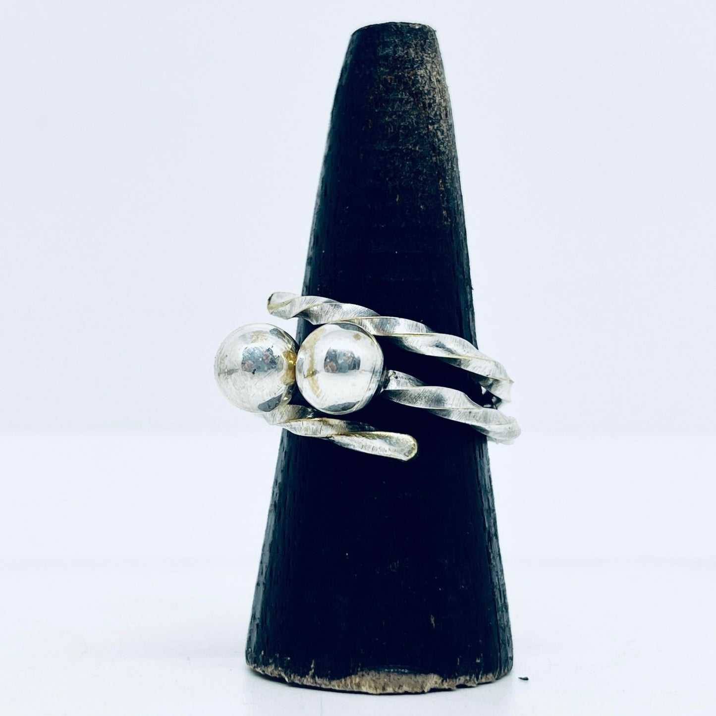Anello Artigianale PALLINE Mod. CLASSICO Realizzato con Antica posata in Argento (Prima Metà del ’900)
