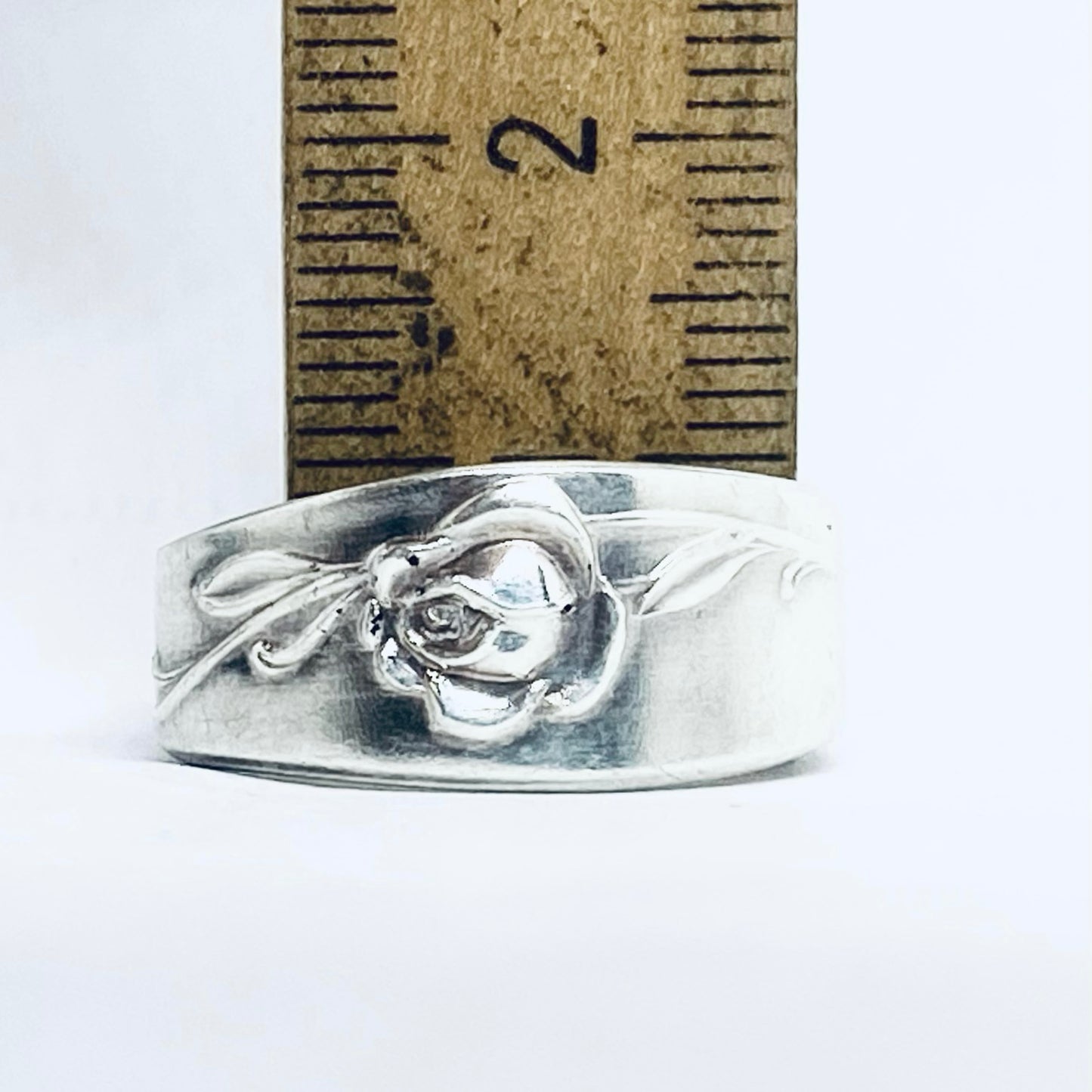 Anello Artigianale ROSA Mod. CLASSICO Realizzato con Antica posata in Argento (Prima Metà del ’900)