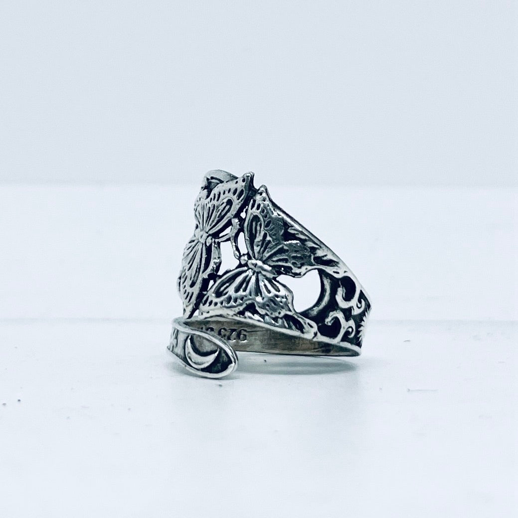 Anello Artigianale FARFALLE Mod. SPIRALE Realizzato con Antica posata in Argento (Prima Metà del ’900)
