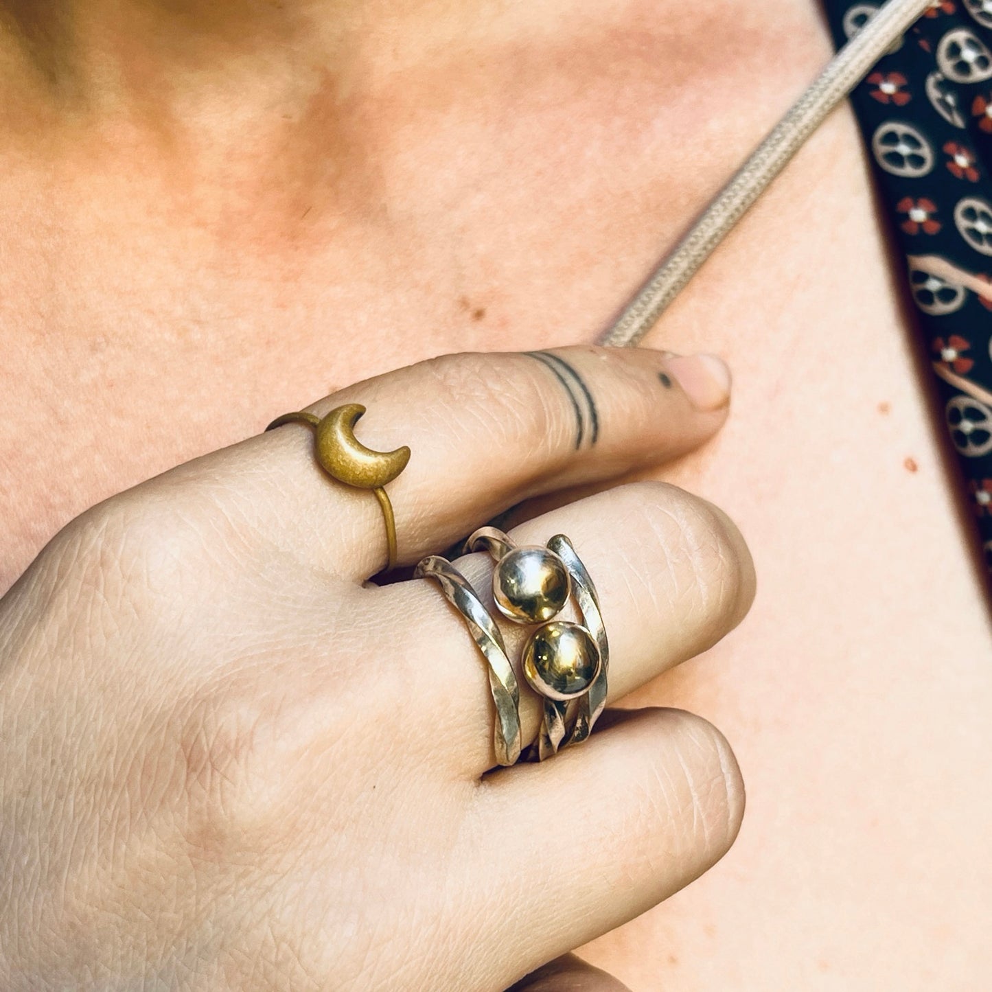 Anello Artigianale PALLINE Mod. CLASSICO Realizzato con Antica posata in Argento (Prima Metà del ’900)
