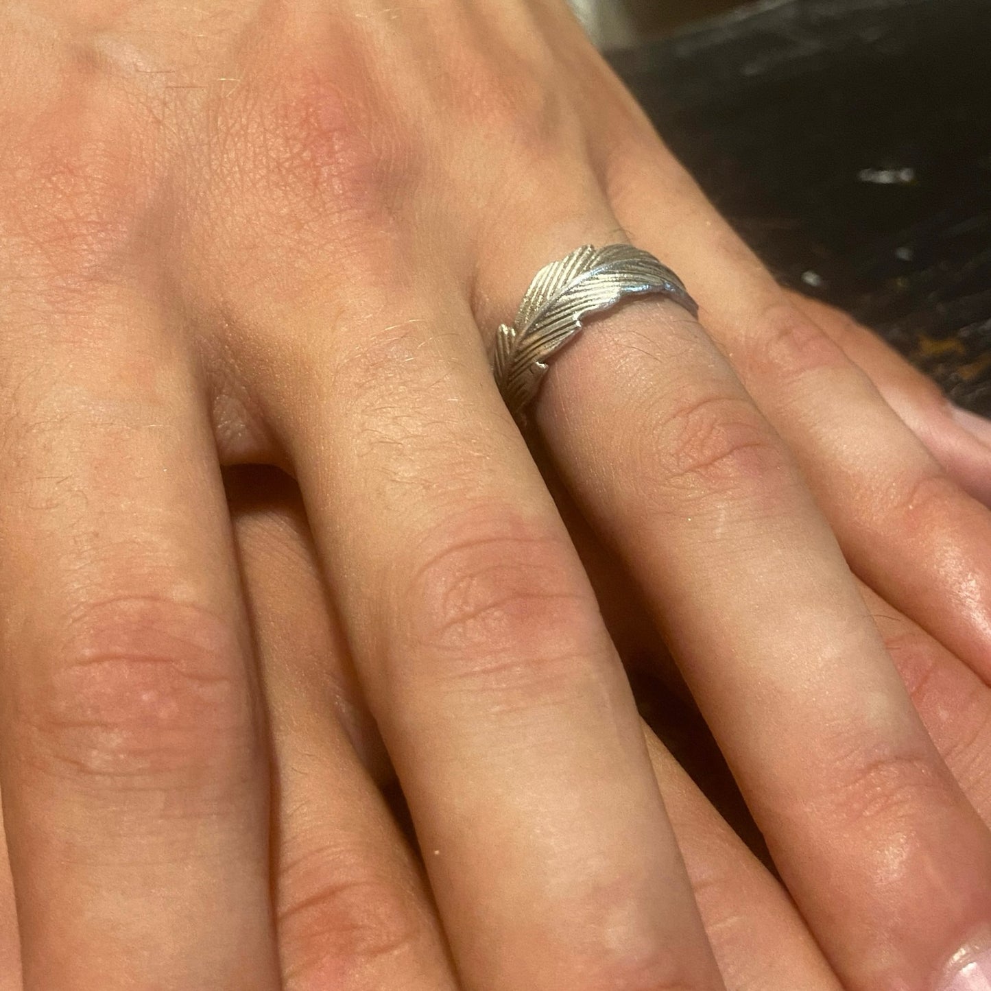 Anello Artigianale PIUMA Mod. SPILLA Realizzato con Antica spilla in Argento (Prima Metà del ’900)