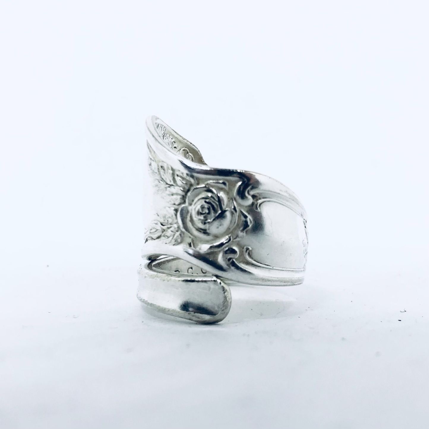 Anello Artigianale ROSA Mod. SPIRALE Realizzato con Antica posata in Argento (Prima Metà del ’900)