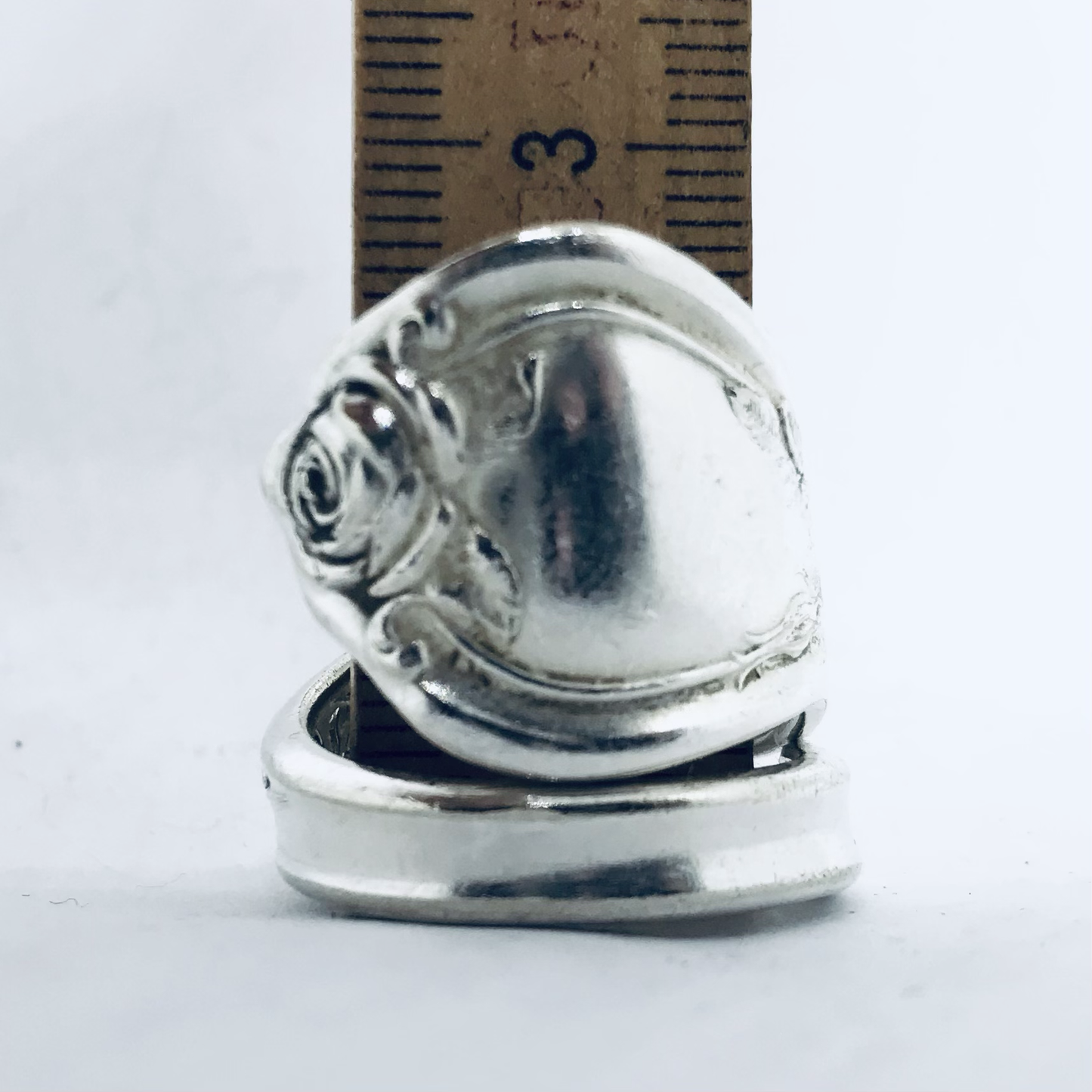 Anello Artigianale ROSA Mod. SPIRALE Realizzato con Antica posata in Argento (Prima Metà del ’900)