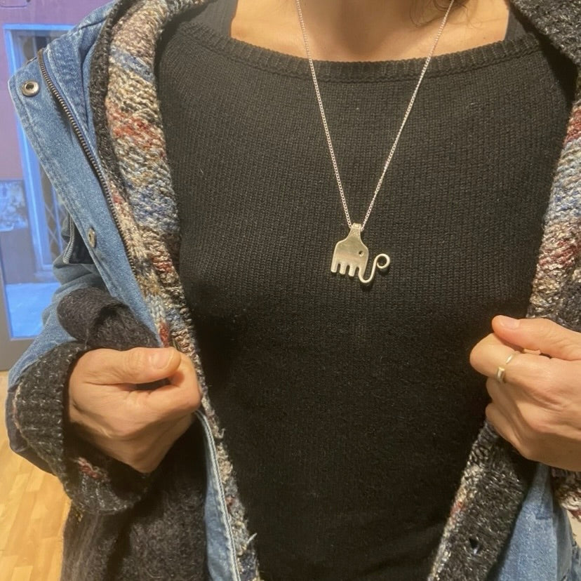 Pendente Artigianale Mod. ELEFANTE Realizzato con Antica Posata in Argento (Prima Metà del ’900)