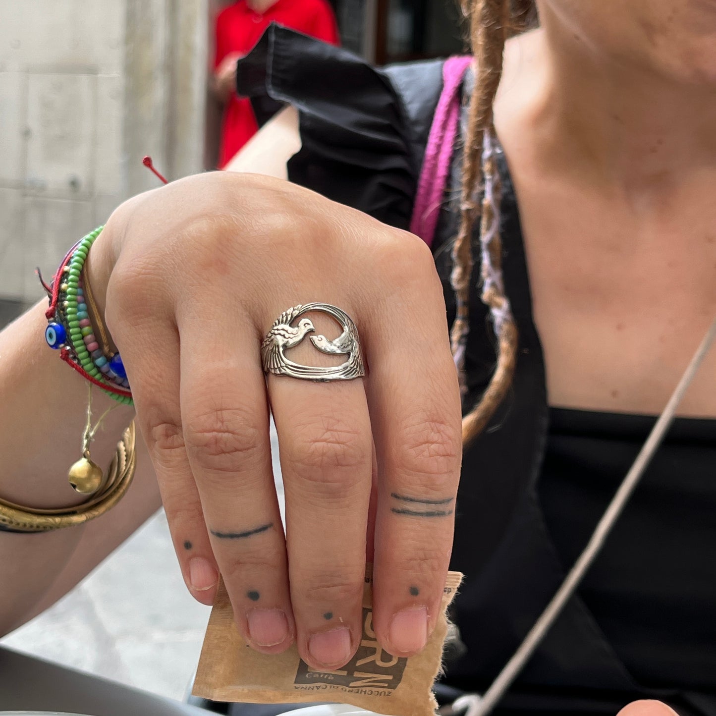 Anello Artigianale PAVONI Mod. SPILLA Realizzato con Antica spilla in Argento (Prima Metà del ’900)