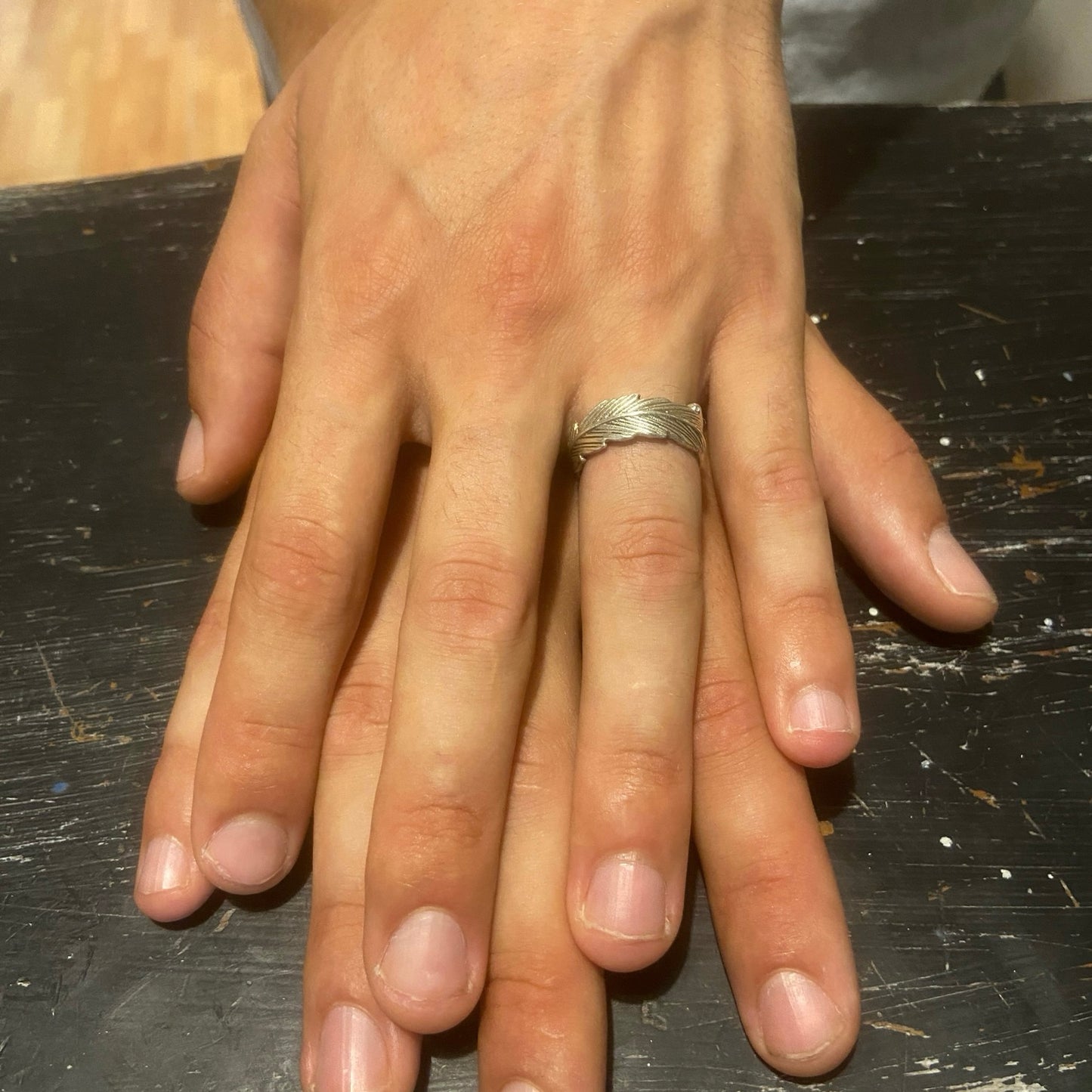 Anello Artigianale PIUMA Mod. SPILLA Realizzato con Antica spilla in Argento (Prima Metà del ’900)