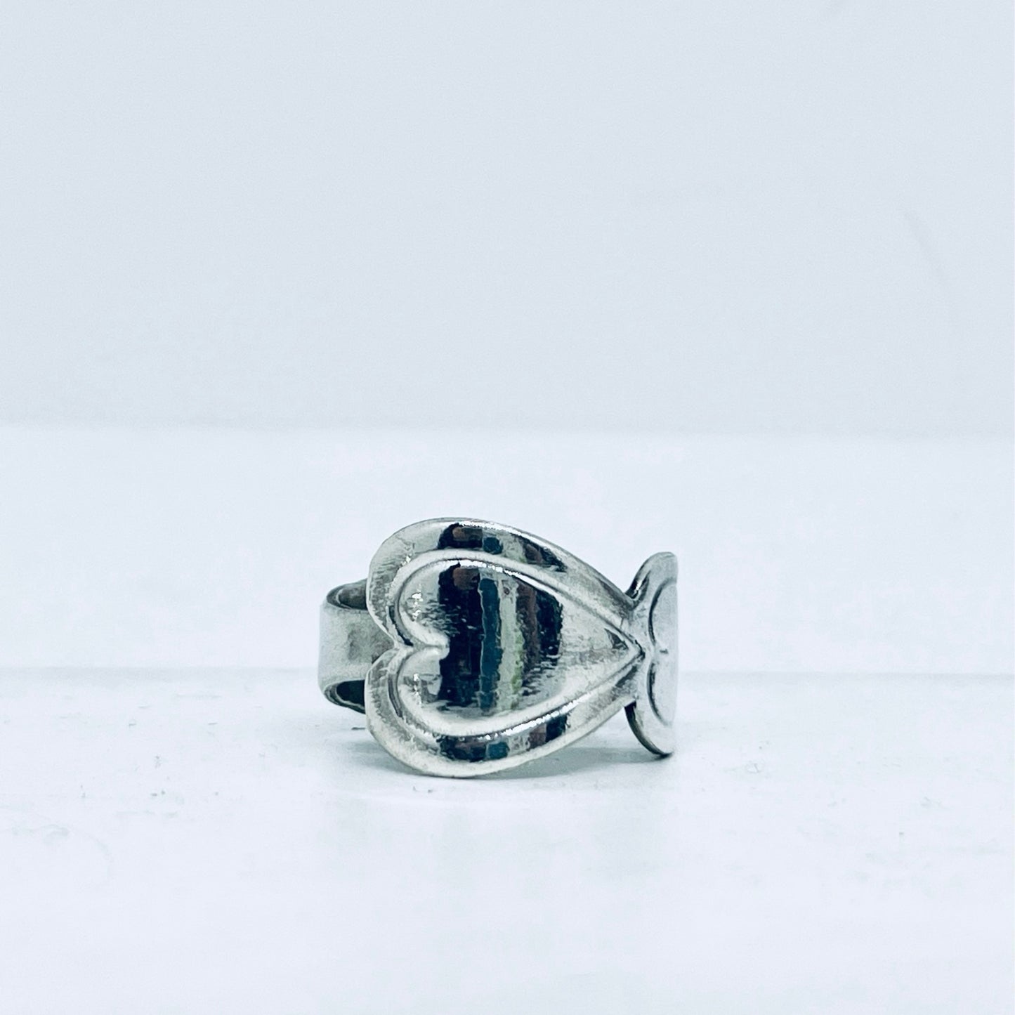 Anello Artigianale 4CUORI Mod. CLASSICO Realizzato con Antica posata in Argento (Prima Metà del ’900)