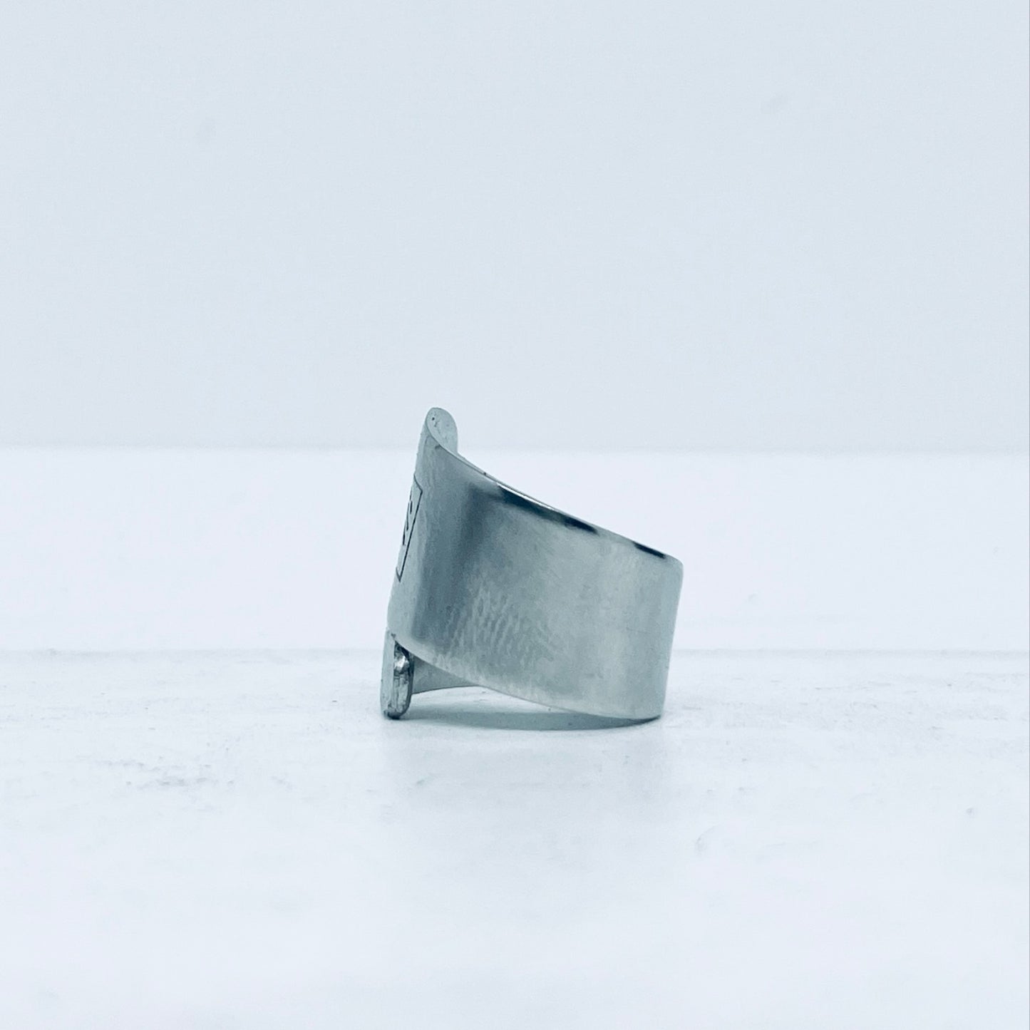 Anello Artigianale ILLY Mod. SPIRALE Realizzato con intero Cucchiaino in Acciaio Inox 18/10