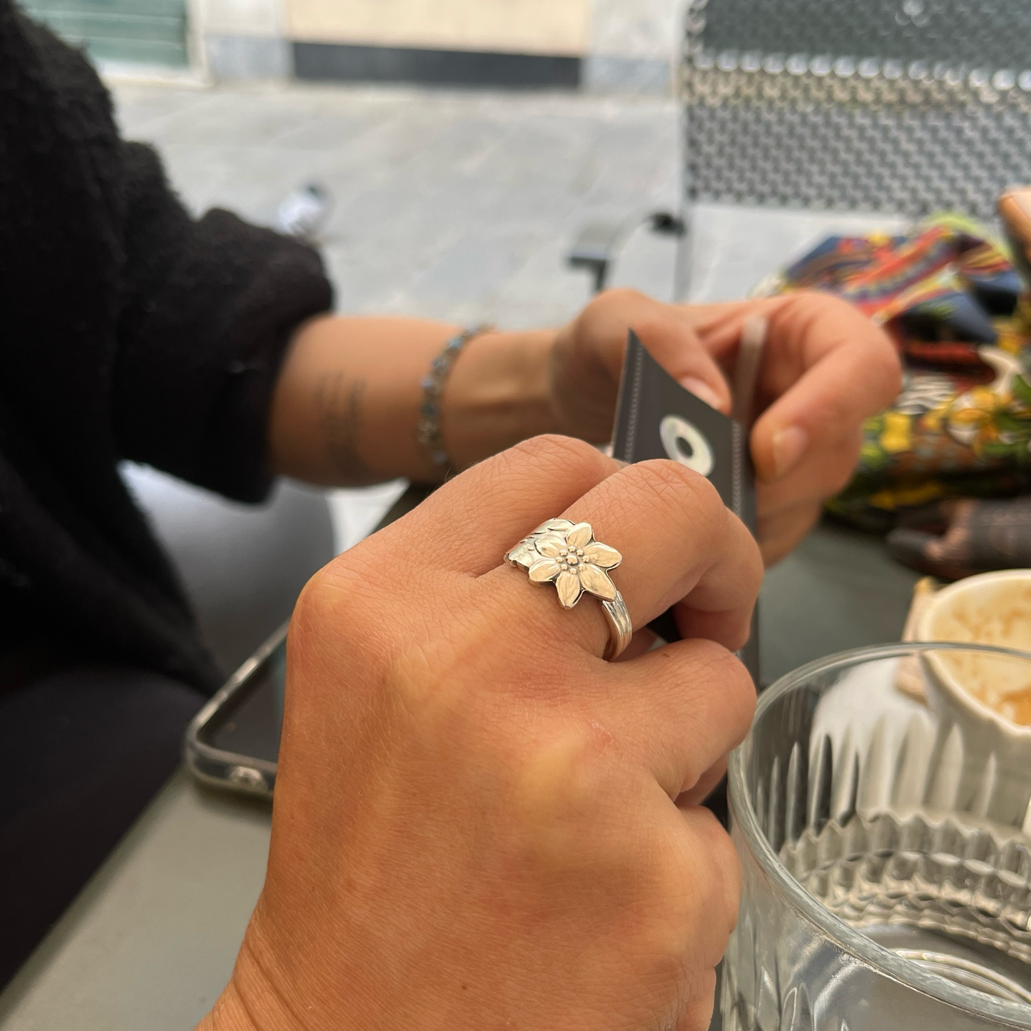 Anello Artigianale STELLA ALPINA Mod. CLASSICO Realizzato con Antica posata in Argento (Prima Metà del ’900)