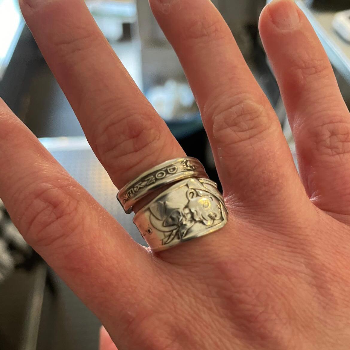 Anello Artigianale PINOCCHIO Mod. SPIRALE Realizzato con Antica posata in Argento (Prima Metà del ’900)