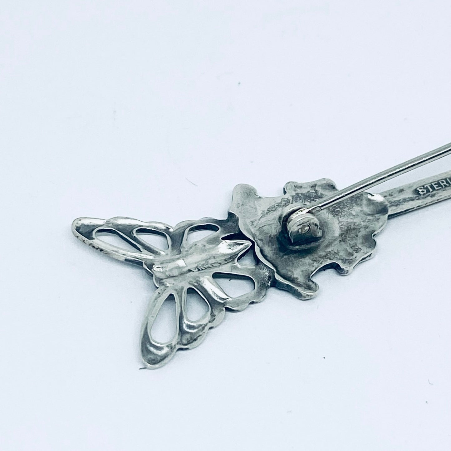 Anello Artigianale FARFALLA CUORE Mod. SPILLA Realizzato con Antica spilla in Argento (Prima Metà del ’900)