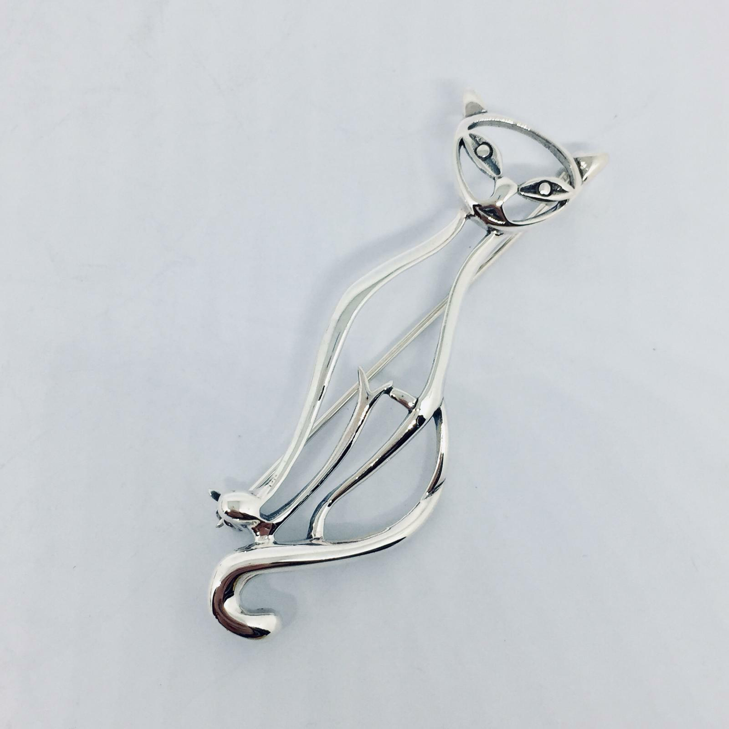 Anello Artigianale GATTO VIPPY Mod. SPILLA Realizzato con Antica spilla in Argento (Prima Metà del ’900)