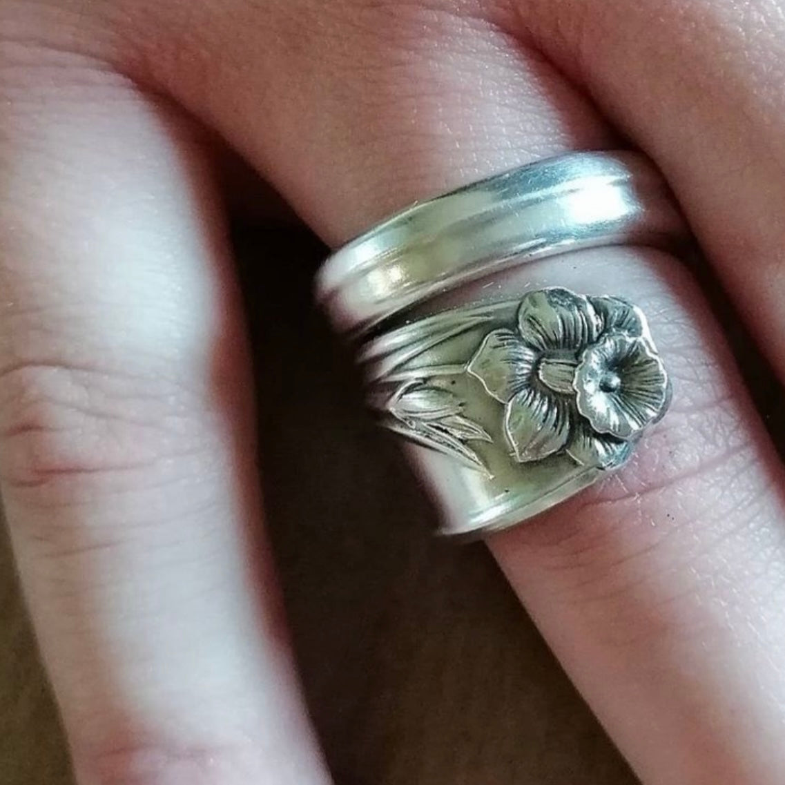 Anello Artigianale NARCISO Mod. CLASSICO/SPIRALE Realizzato con Antica posata in Argento (Prima Metà del ’900)