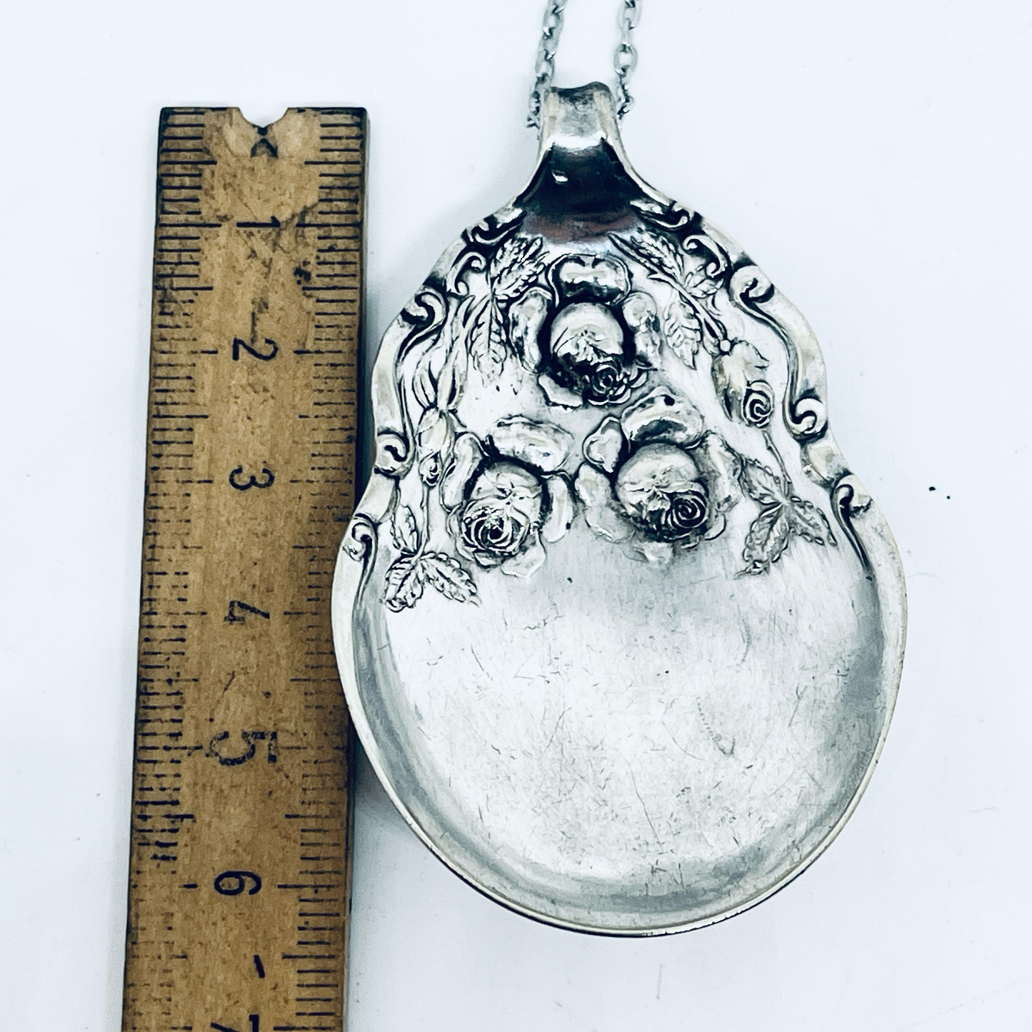 Pendente Artigianale TRIPUDIO ROSE Mod. CUCCHIAIO Realizzato con Antica Posata in Argento (Prima Metà del ’900)