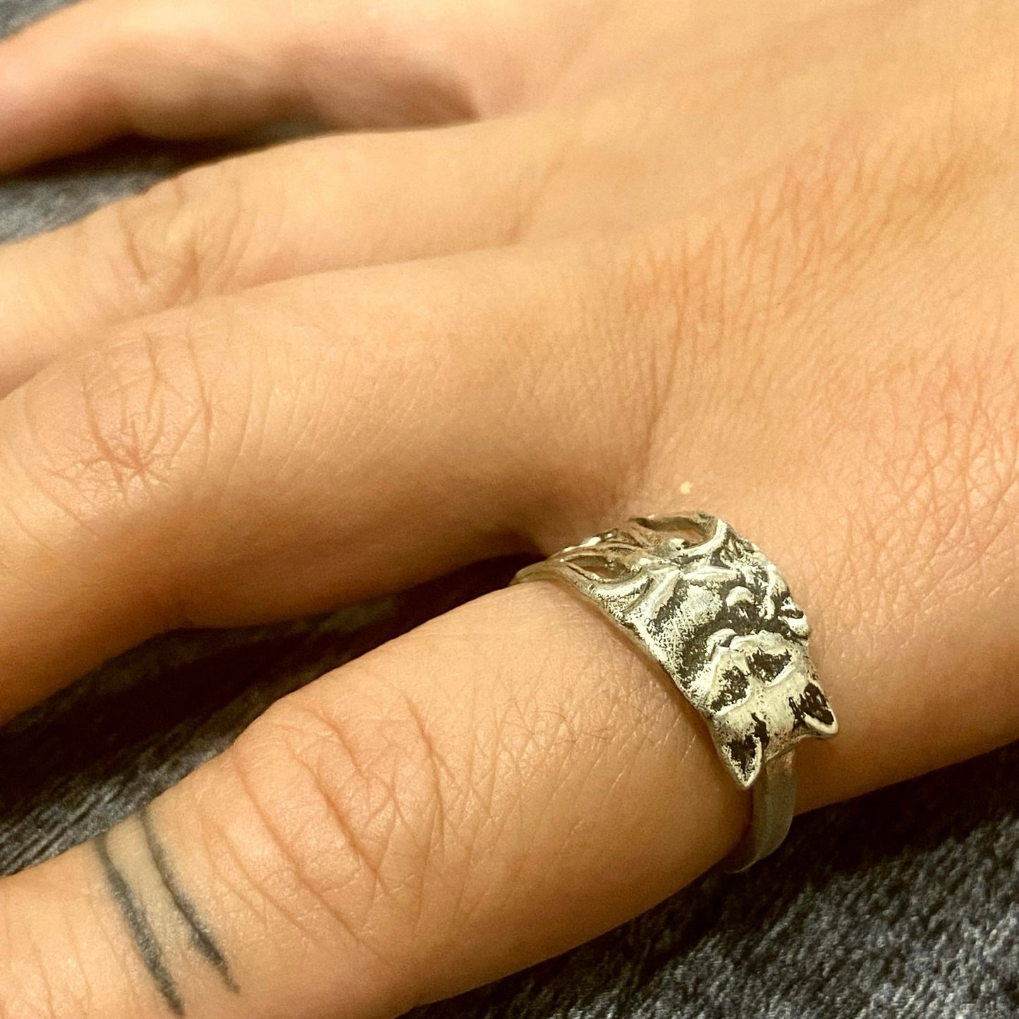 Anello Artigianale GATTO Mod. CLASSICO/SPIRALE Realizzato con Antica posata in Argento (Prima Metà del ’900)