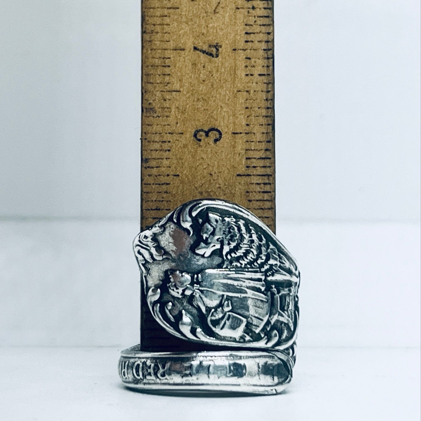 Anello Artigianale CAPPUCCETTO ROSSO Mod. SPIRALE Realizzato con Antica posata in Argento (Prima Metà del ’900)
