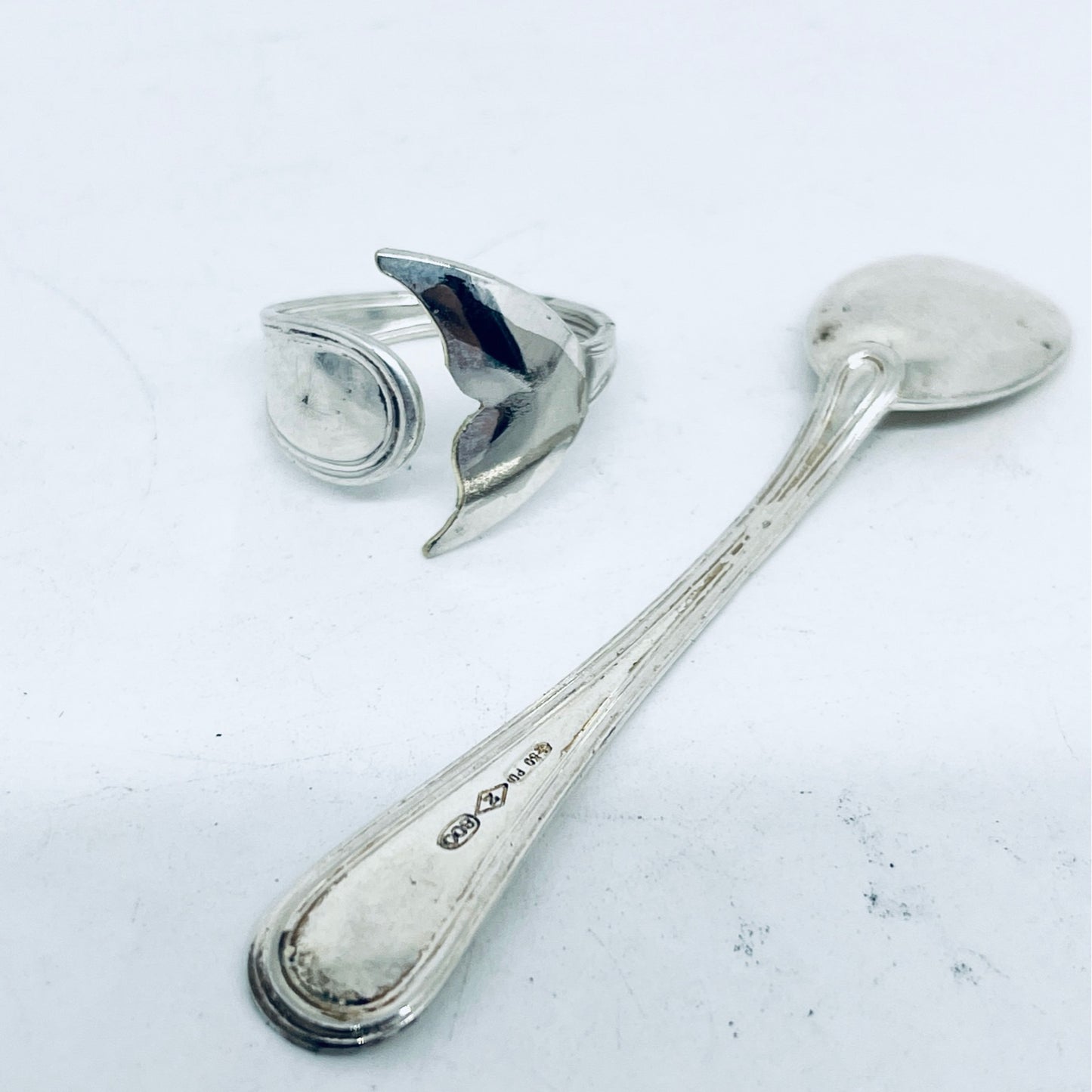Anello Artigianale Mod. MINICODA#04 Realizzato con Antica posata in Argento (Prima Metà del ’900)