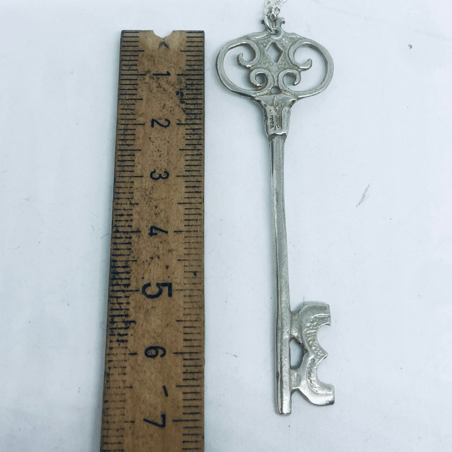 Pendente Artigianale Mod. CHIAVE Realizzato con Antica Chiave in Argento (Prima Metà del ’900)