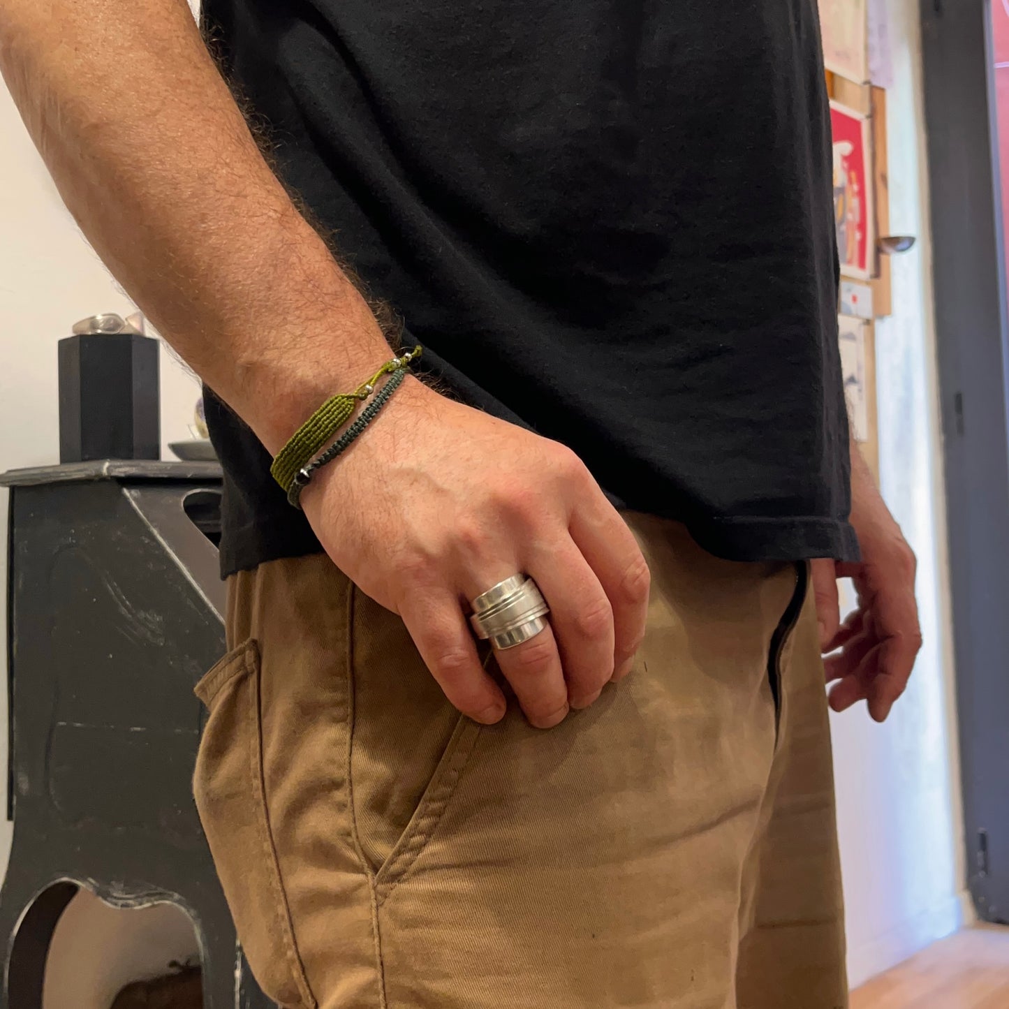 Anello Artigianale Mod. SPALMABURRO Realizzato con intero Antico Cucchiaino in Argento (Prima Metà del ’900)