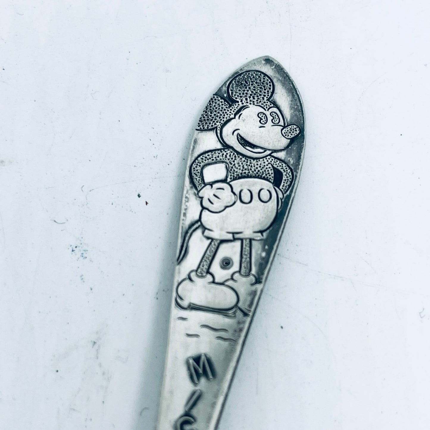 Anello Artigianale MICKEY MOUSE Mod. CLASSICO Realizzato con Antica posata in Argento (Prima Metà del ’900)