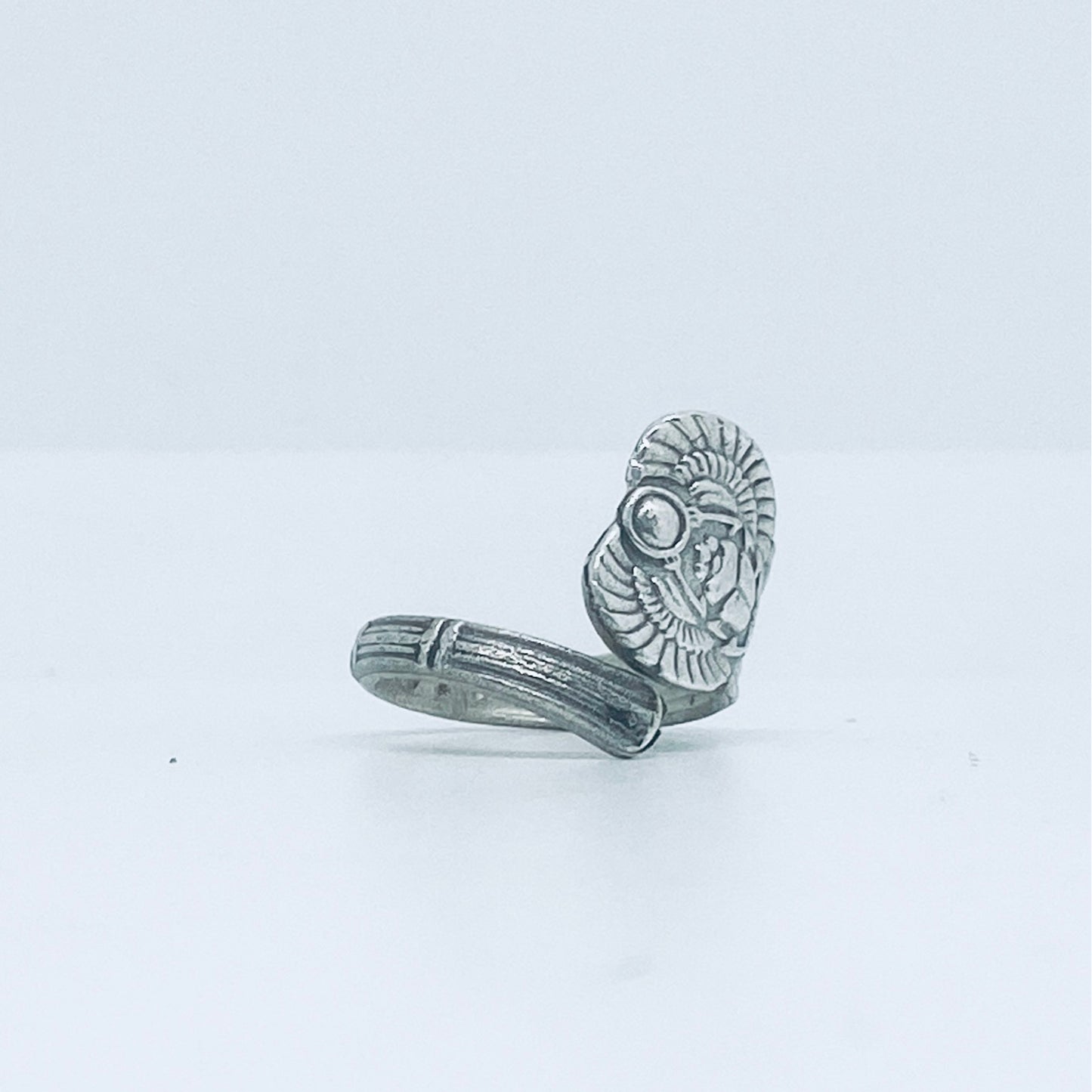 Anello Artigianale SCARABEO Mod. CLASSICO/SPIRALE Realizzato con Antica posata in Argento (Prima Metà del ’900)