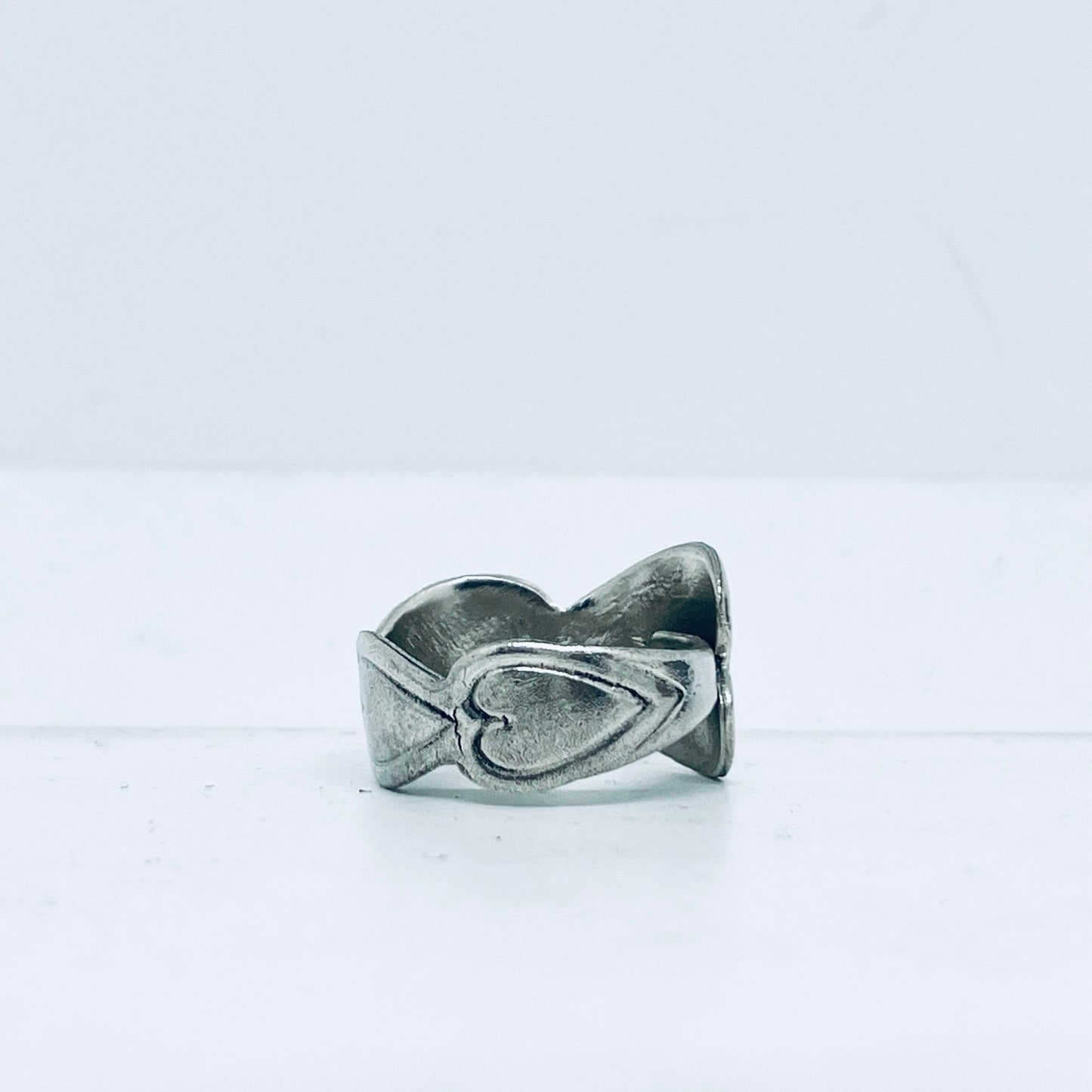 Anello Artigianale 4CUORI Mod. CLASSICO Realizzato con Antica posata in Argento (Prima Metà del ’900)