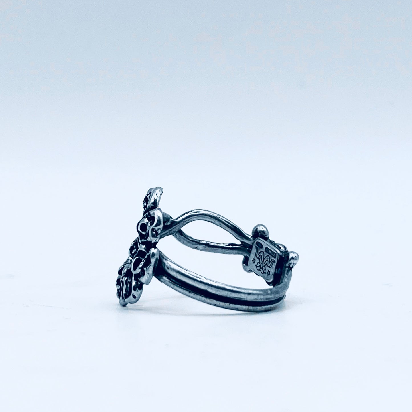 Anello Artigianale CORONA DI FIORI Mod. CLASSICO  + PENDENTE IN OMAGGIO Realizzato con intero Antico Cucchiaino in Argento 800(Prima Metà del ’900)