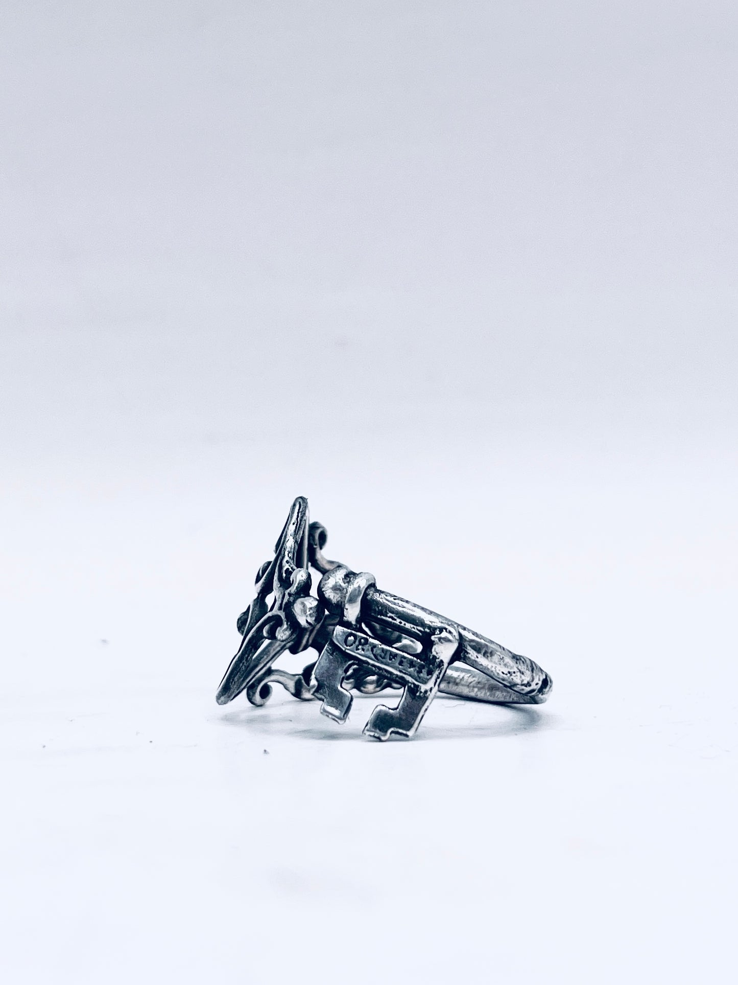 Anello Artigianale “CHIAVE CUORE ARGENTO 925” Realizzato con Antica Chiave in Argento