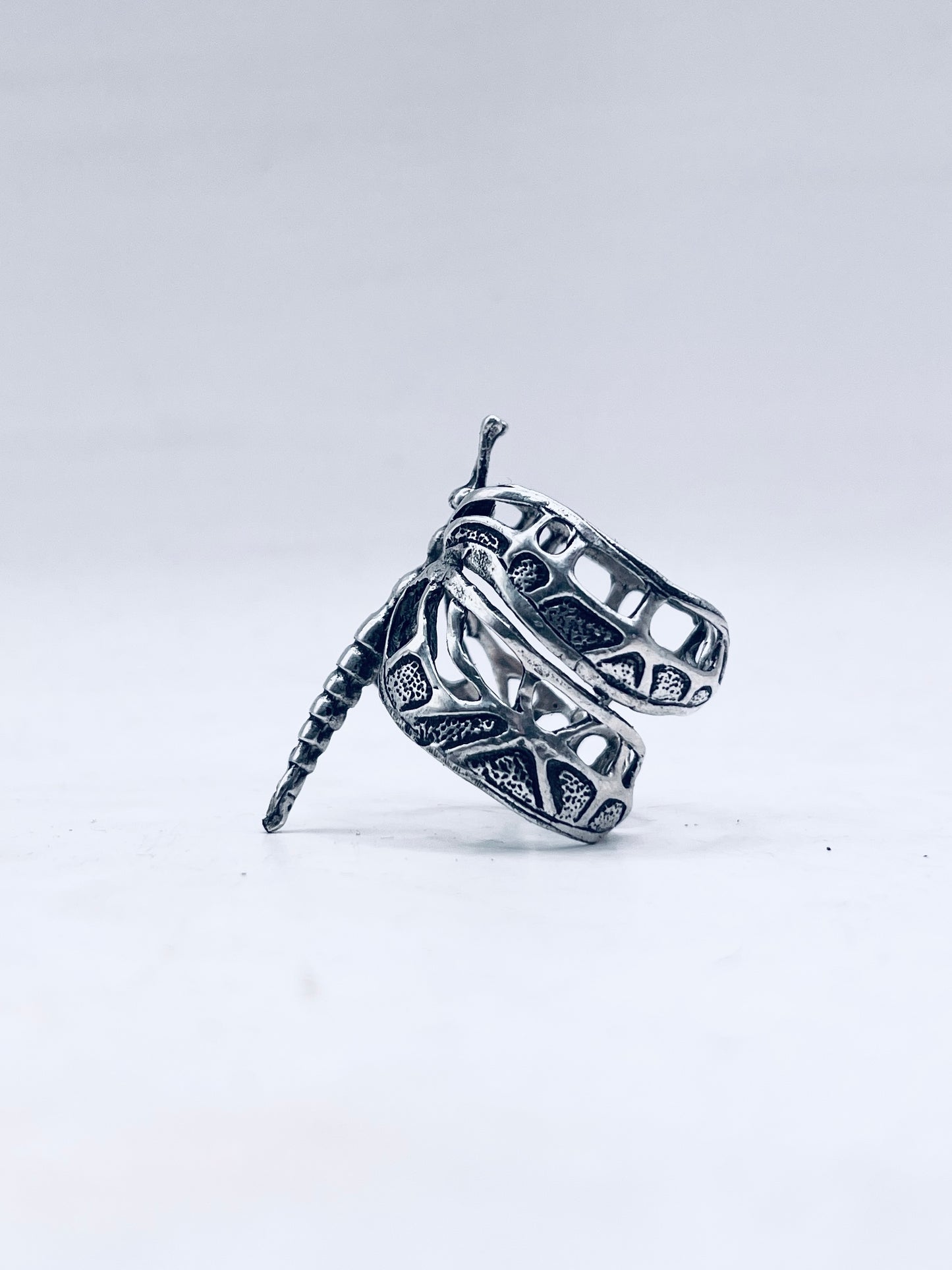 Anello Artigianale LIBELLULA Mod. SPILLA Realizzato con Antica spilla in Argento (Prima Metà del ’900)