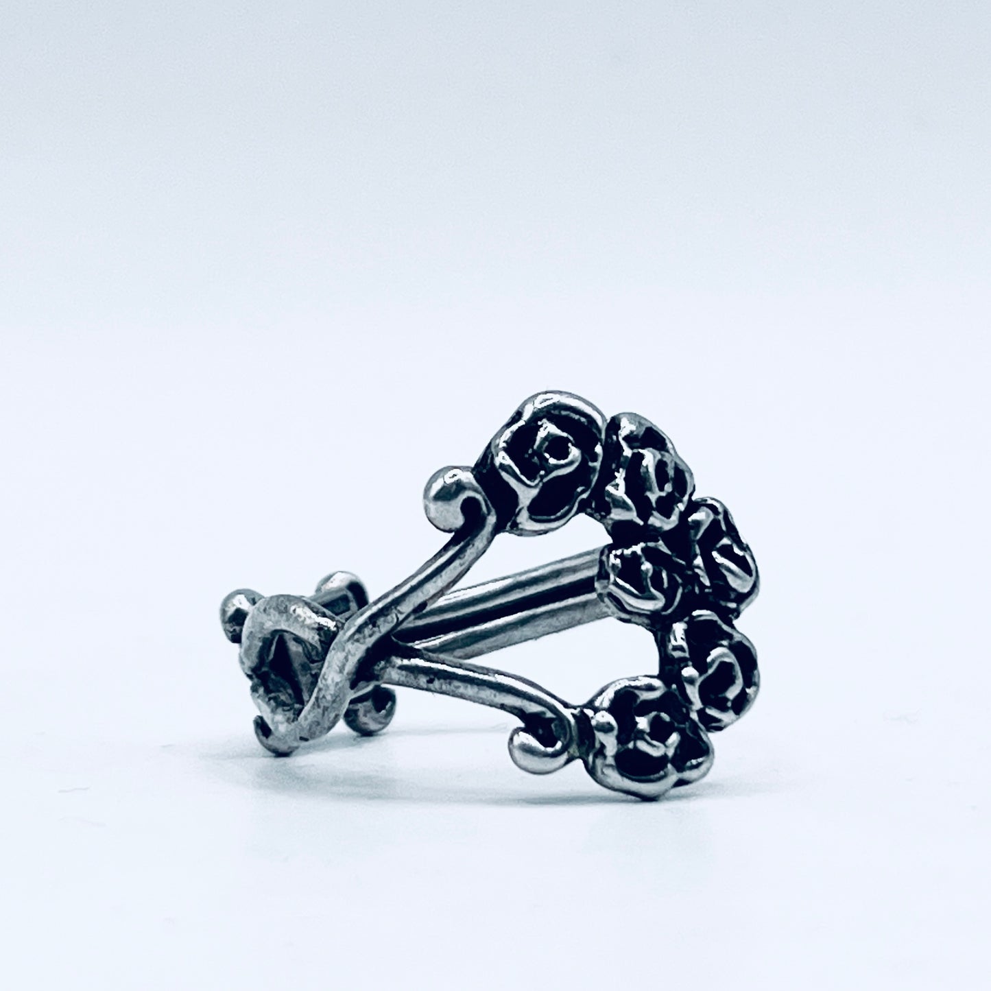 Anello Artigianale CORONA DI FIORI Mod. CLASSICO  + PENDENTE IN OMAGGIO Realizzato con intero Antico Cucchiaino in Argento 800(Prima Metà del ’900)