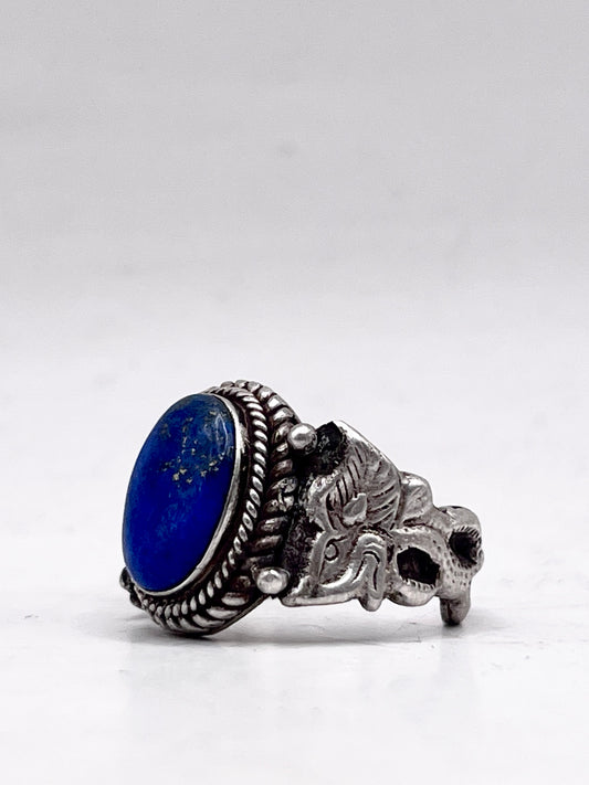 Anello Artigianale SPILLA OLTREMARE Mod. SPILLA LAPISLAZZULI Realizzato con Antica spilla in Argento (Prima Metà del ’900)