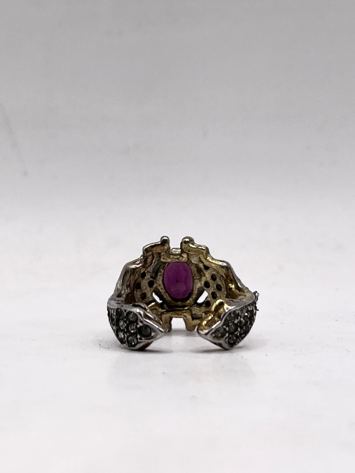 Anello Artigianale ALI Mod. SPILLA AMETISTA Realizzato con Antica spilla in Argento (Prima Metà del ’900)