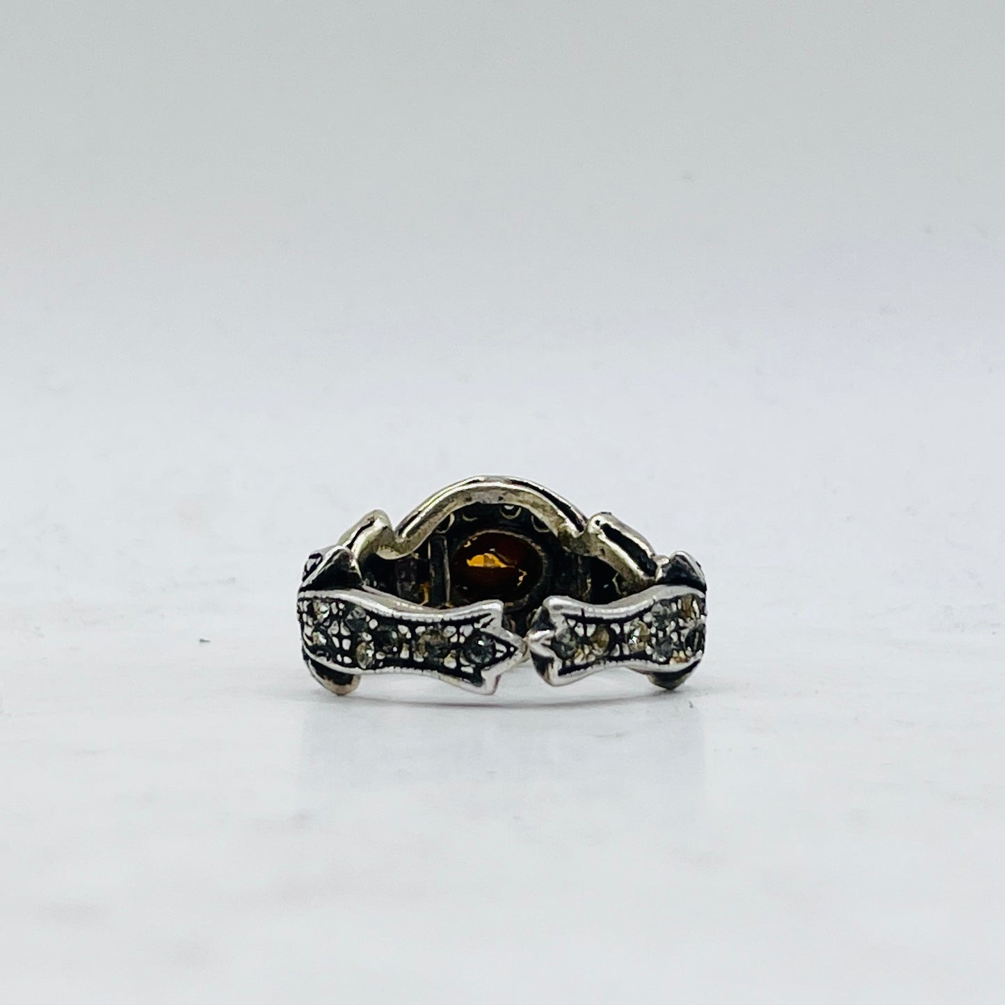 Anello Artigianale SPILLA QUARZO CITRINO Mod. SPILLA Realizzato con Antica spilla in Argento (Prima Metà del ’900)