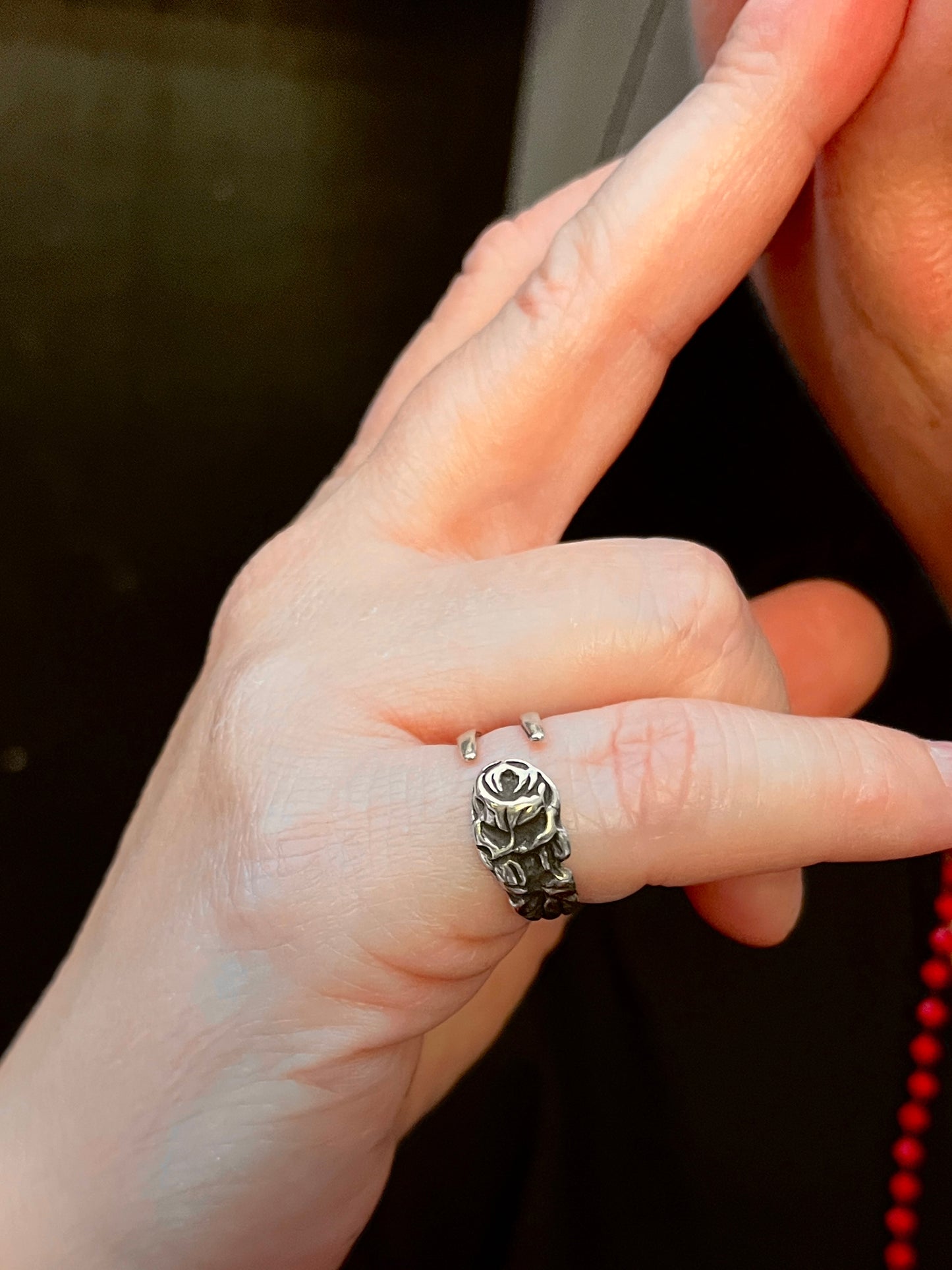 Anello Artigianale Mod. FORCHETTINA ROSA APERITIVO Realizzato con intera antica forchettina in Argento (Prima Metà del ’900)