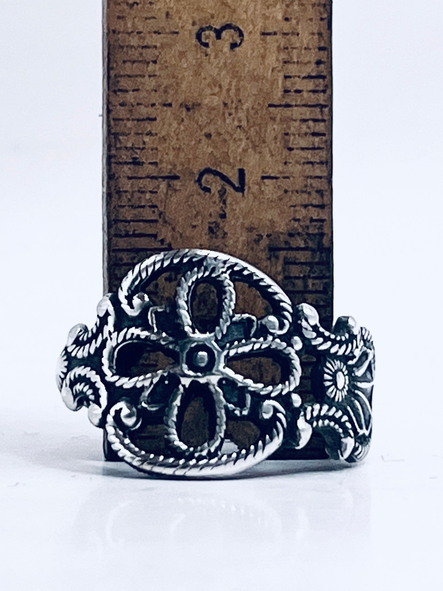 Anello Artigianale QUADRIFOGLIO Mod. CLASSICO  Realizzato con intero Antico Cucchiaino in Argento 800(Prima Metà del ’900)